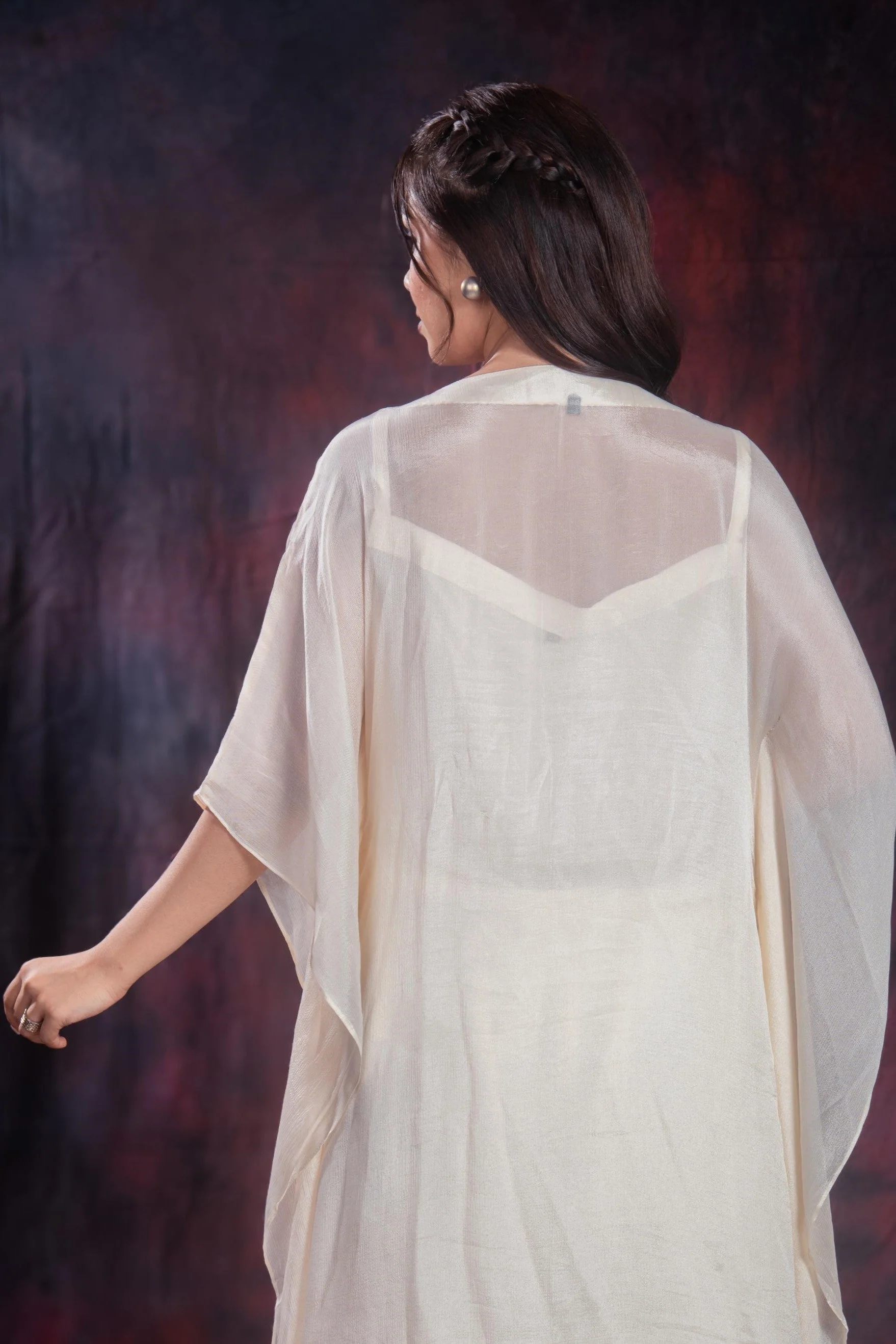 Ivory Embellished Chinon Silk Kurta Set - Image 9