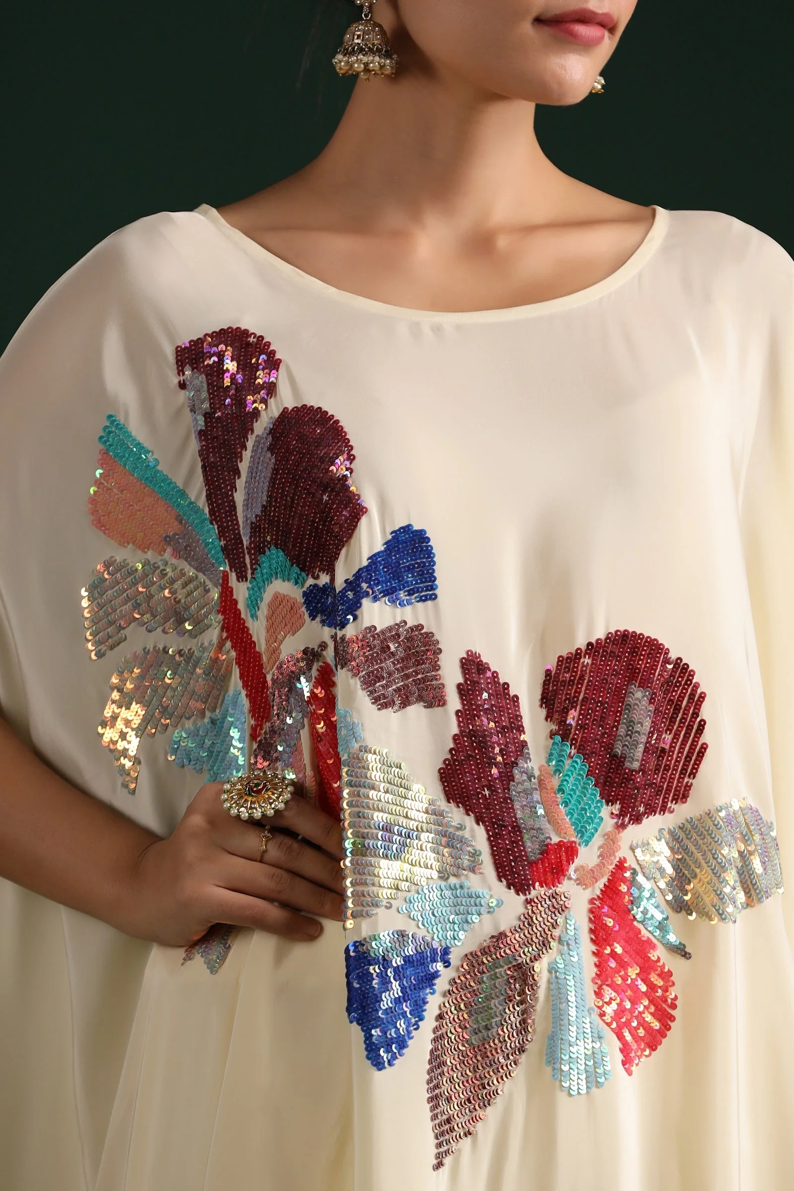 Ivory Embellished Asymmetrical Tunic & Pants - Image 6