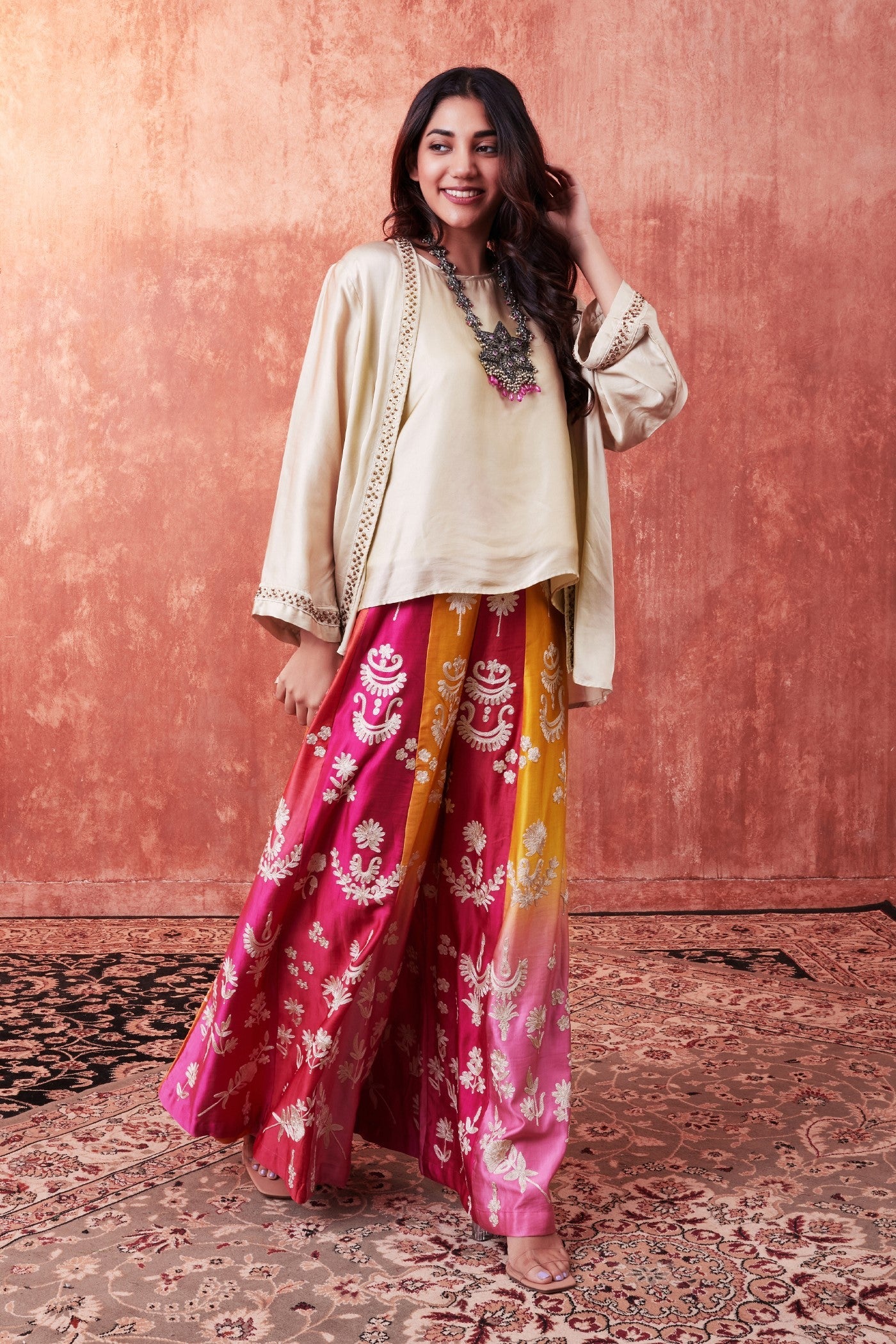 Ivory Embellished Cape Set - Image 2