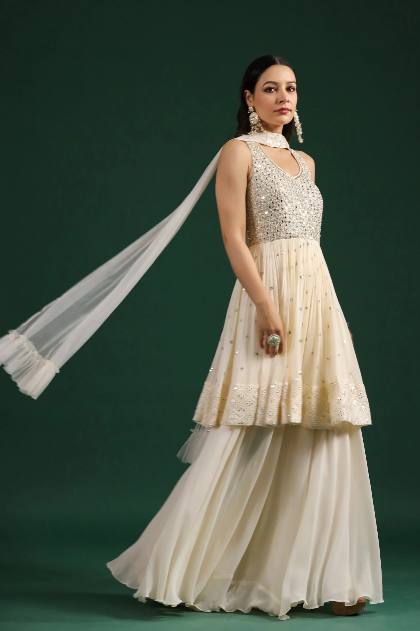 Ivory Embellished Palazzo Set - Image 2