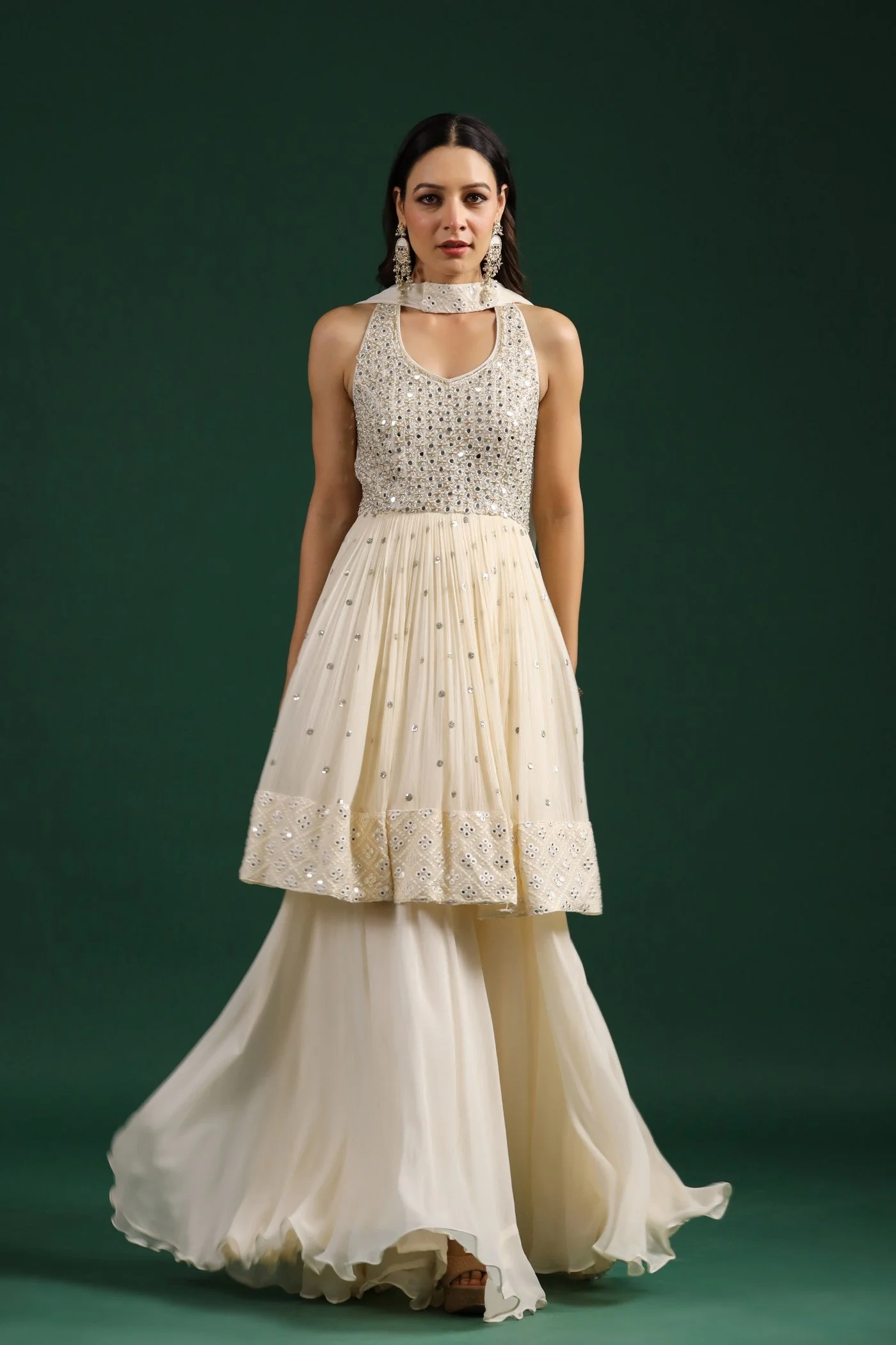Ivory Embellished Palazzo Set - Image 4
