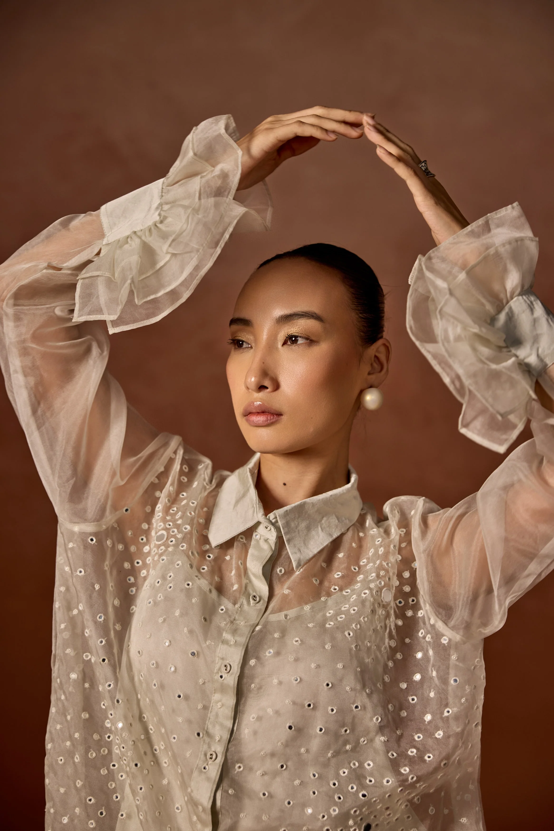 Ivory Embellished Organza Silk Co-Ord Set - Image 2
