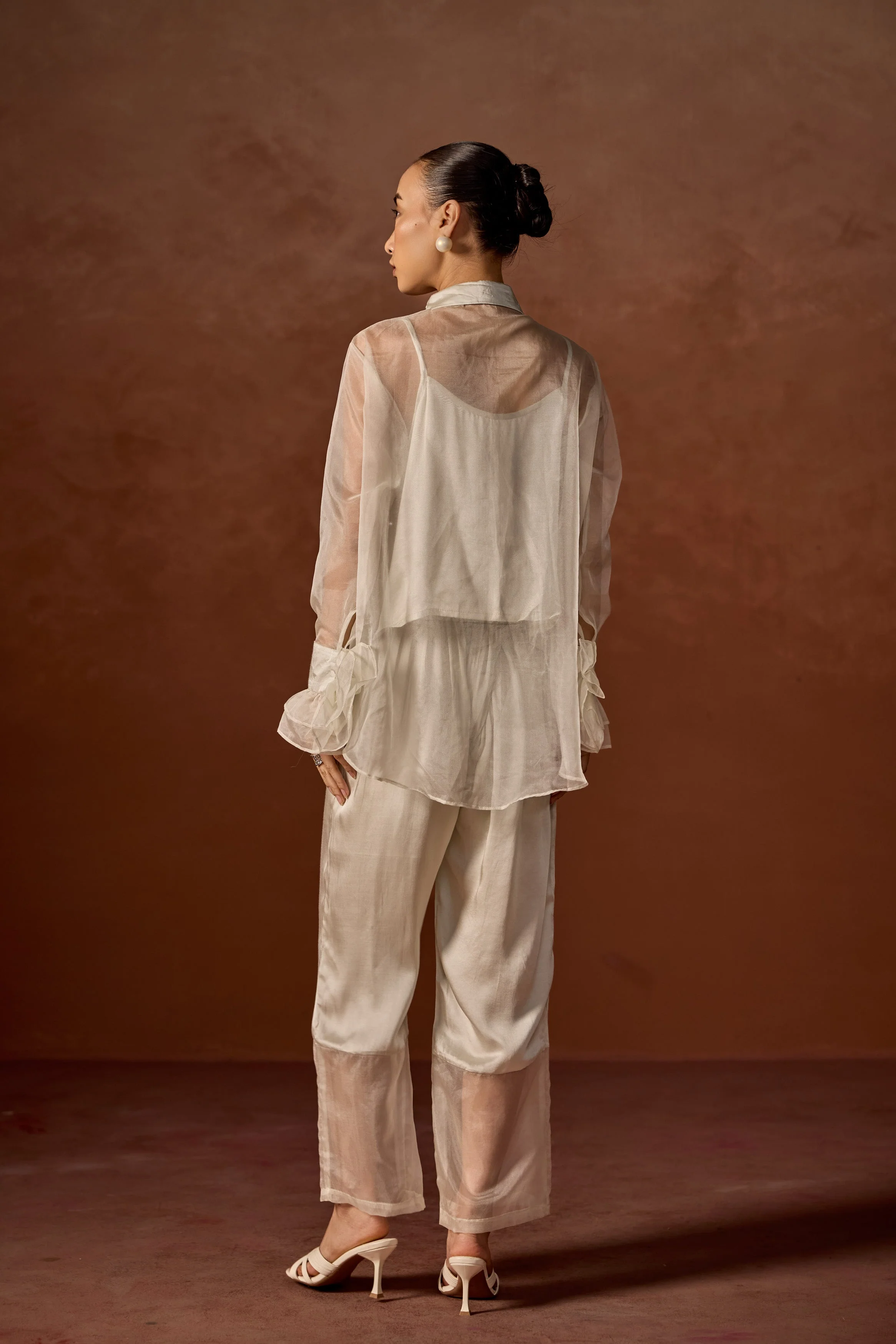 Ivory Embellished Organza Silk Co-Ord Set - Image 5