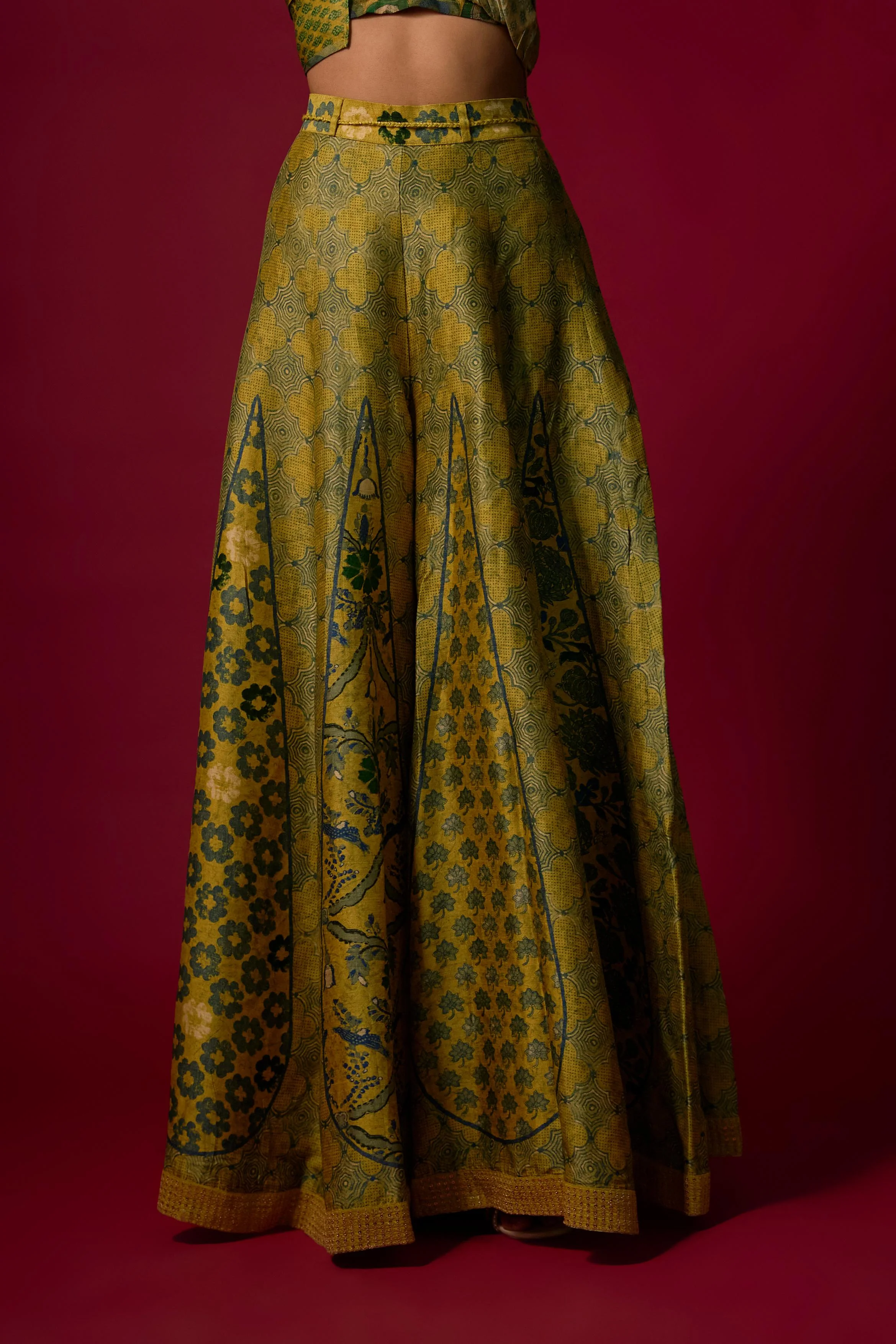 Pear Green Printed Slub Cotton Silk Tunic Co-Ord Set - Image 4