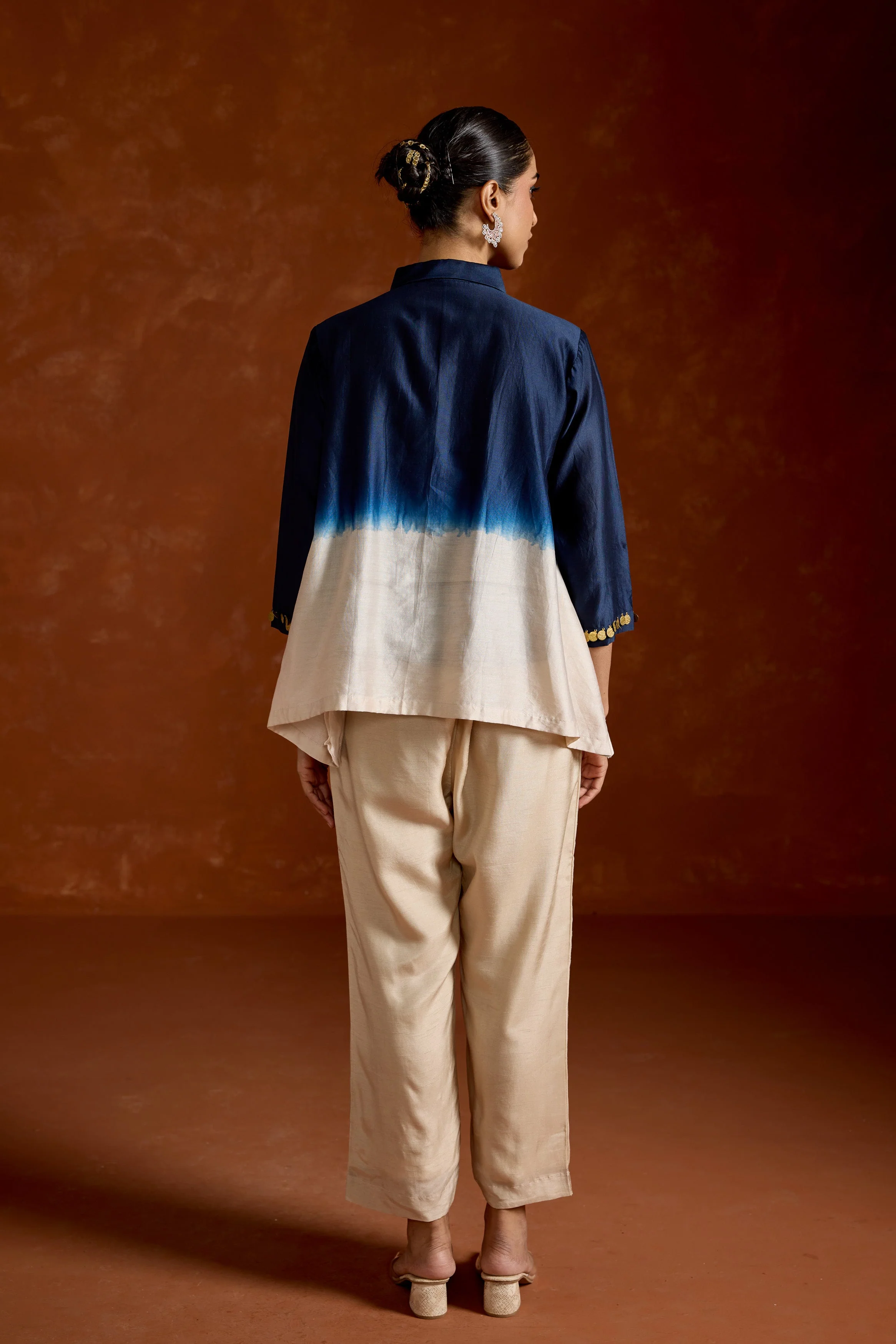 Bluish White Embellished Raw Silk Co-Ord Set - Image 5