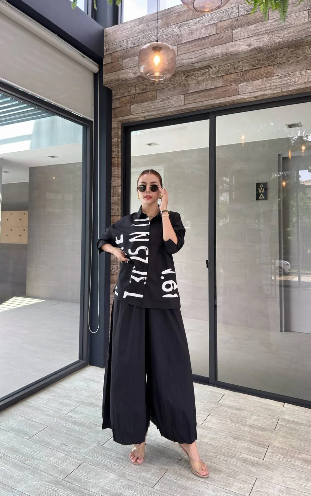 Jade Black Printed Organic Cotton Co-Ord Set - Image 2