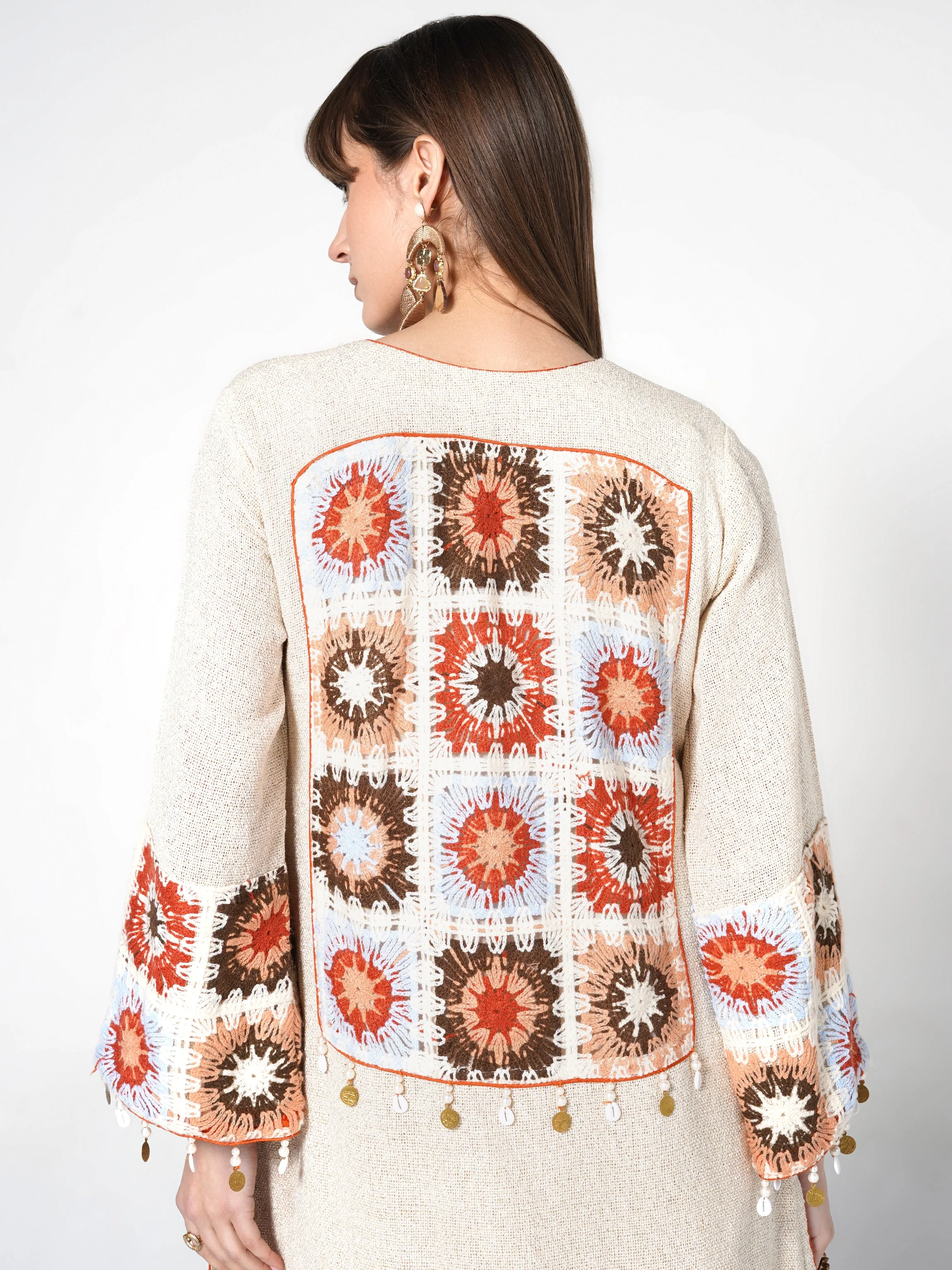 Neutral Beige Jute Bohemian Motif Co-ord Set - Image 6