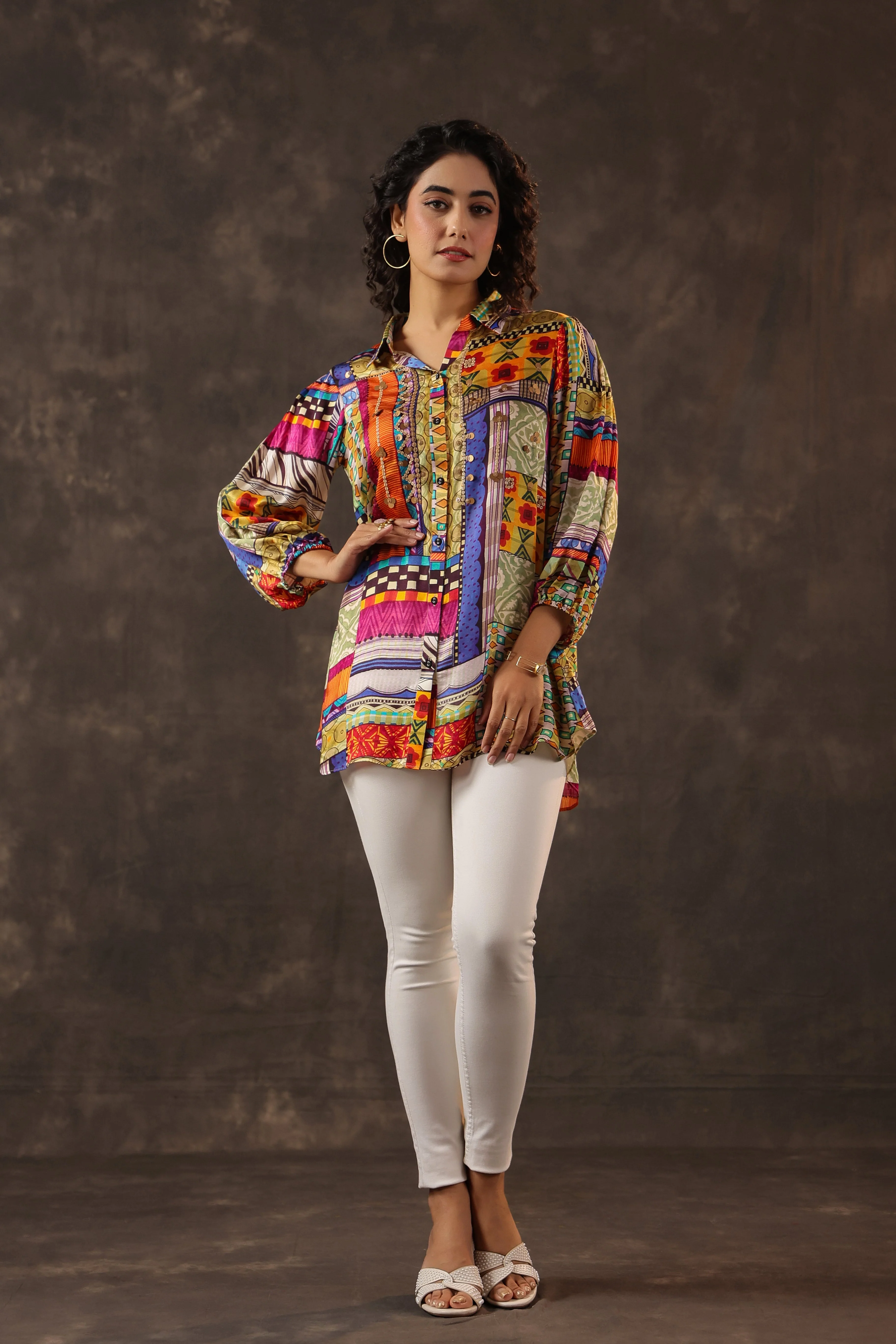 Kaleidoscopic Printed Crepe Silk Top