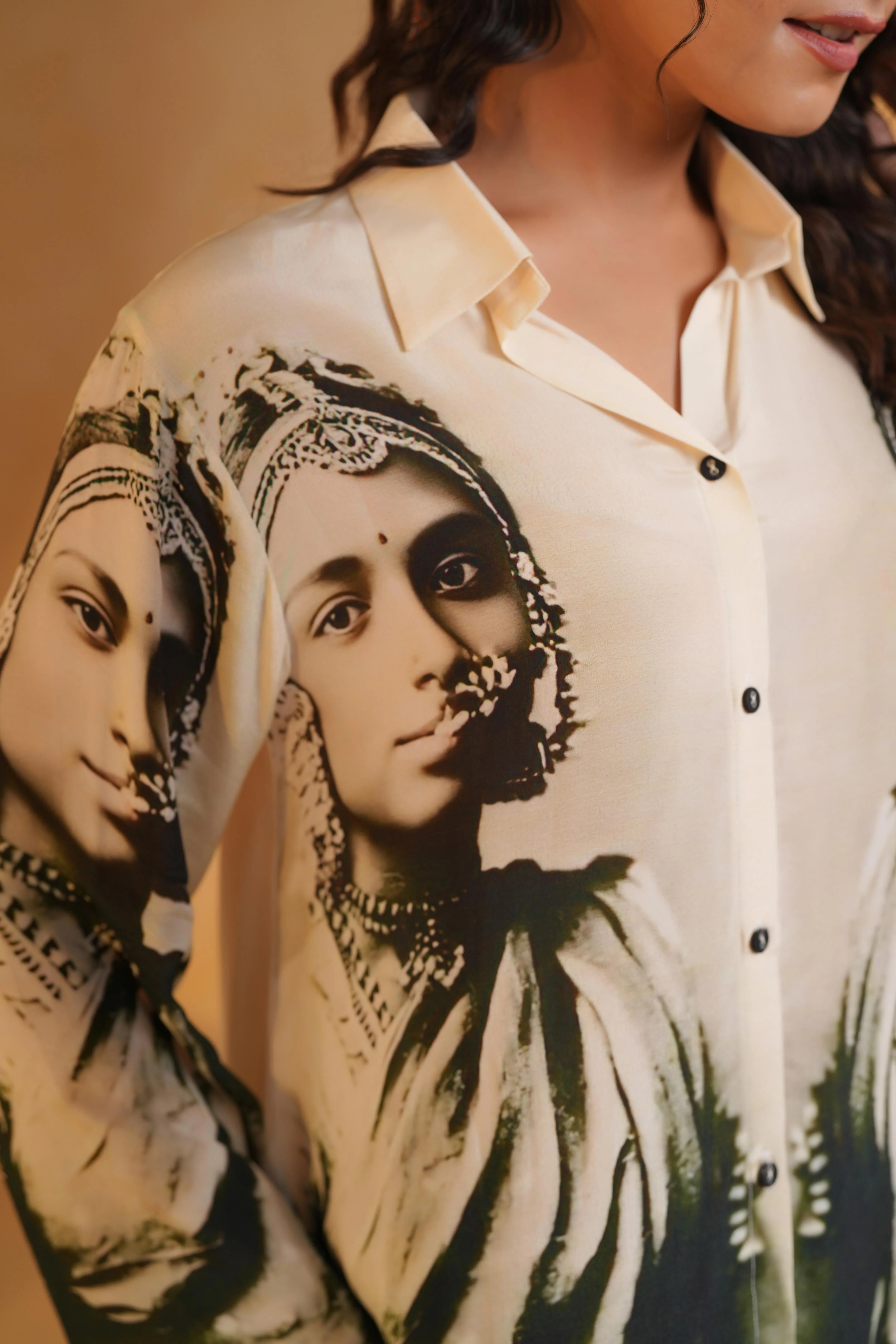 Classic White Printed Viscose Crepe Top - Image 2