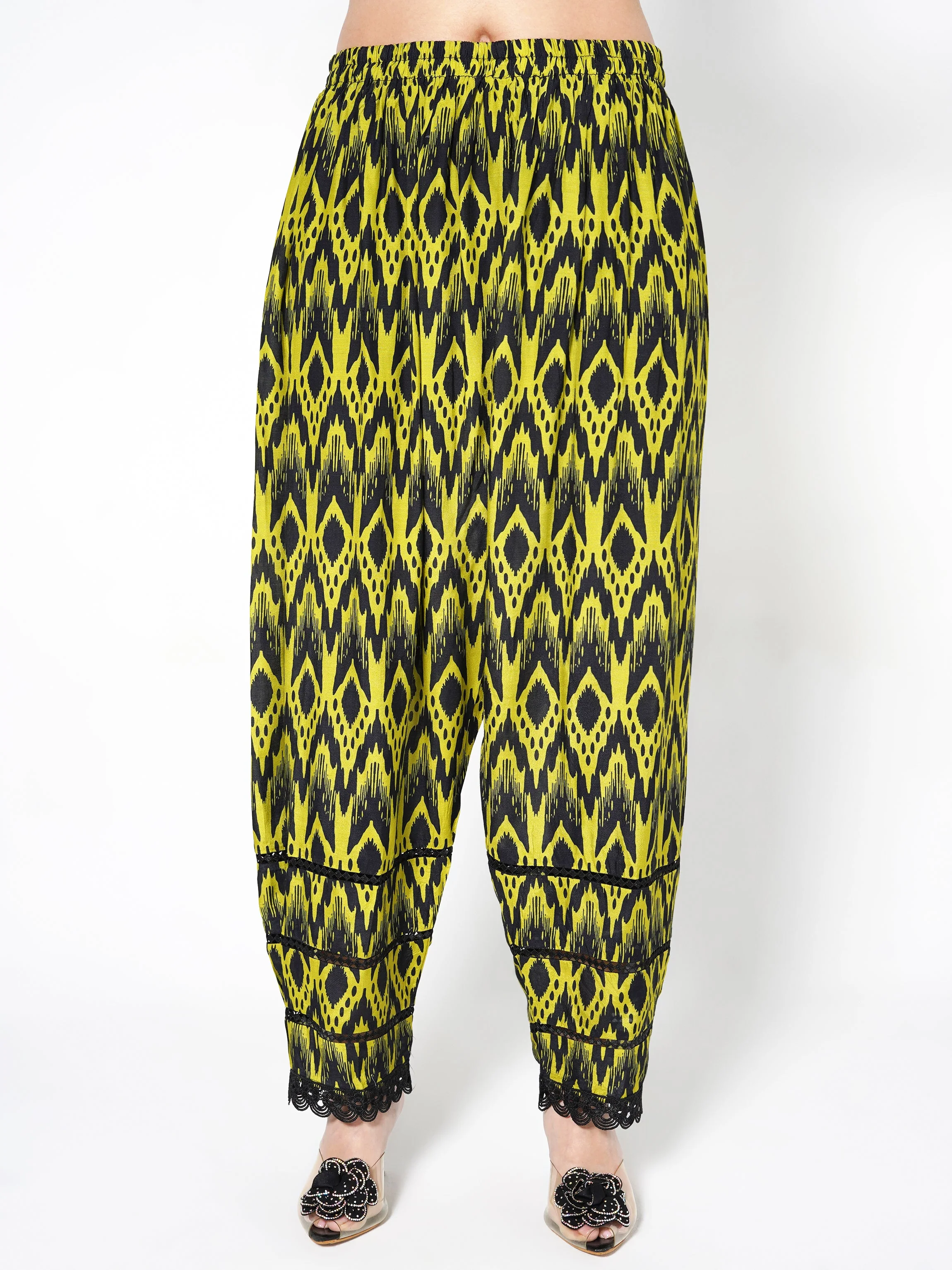 Light Olive Printed Linen Silk Co-Ord Set - Image 4