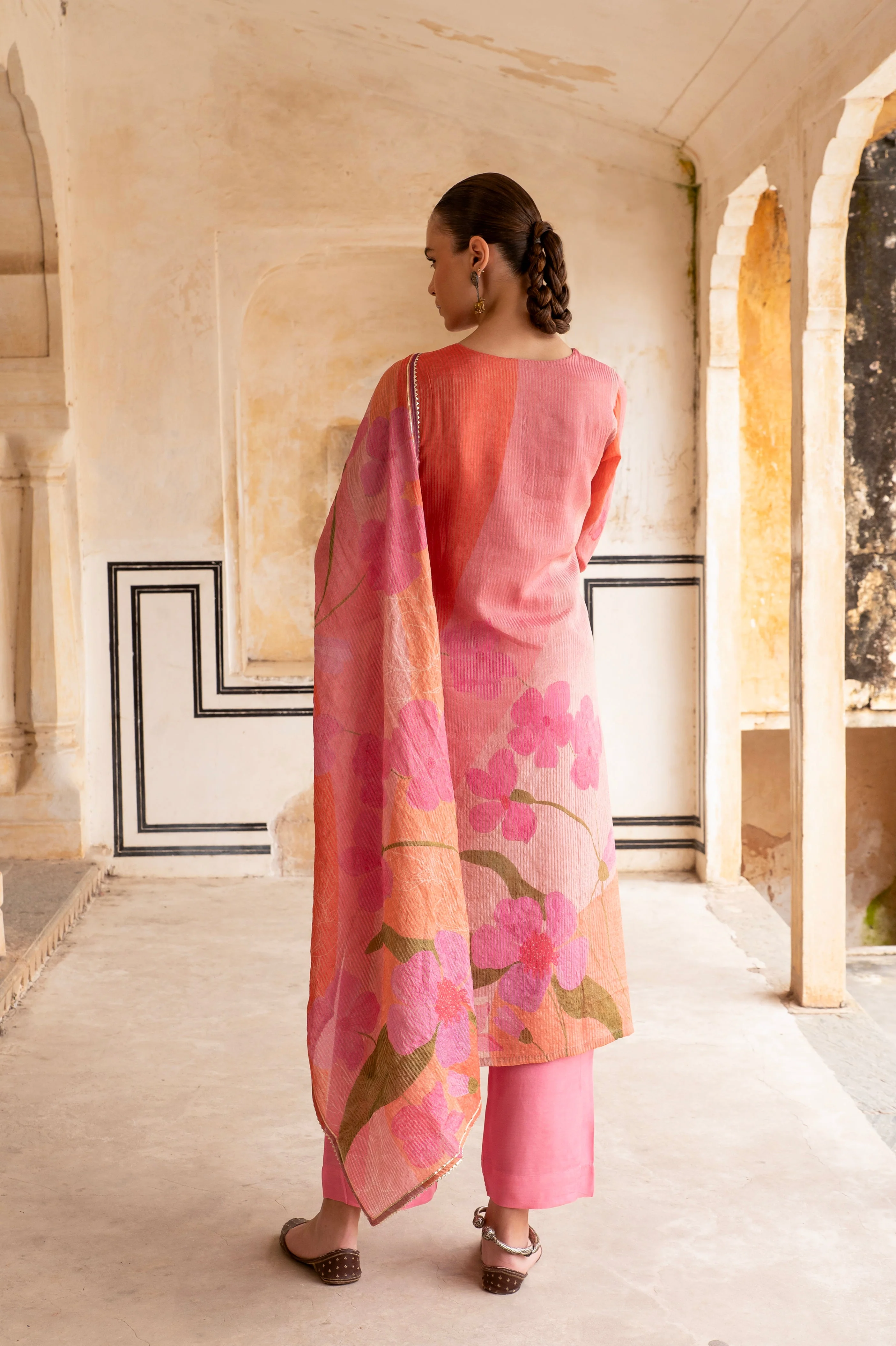 Light Pink Embellished Premium Silk Pant Set - Image 4