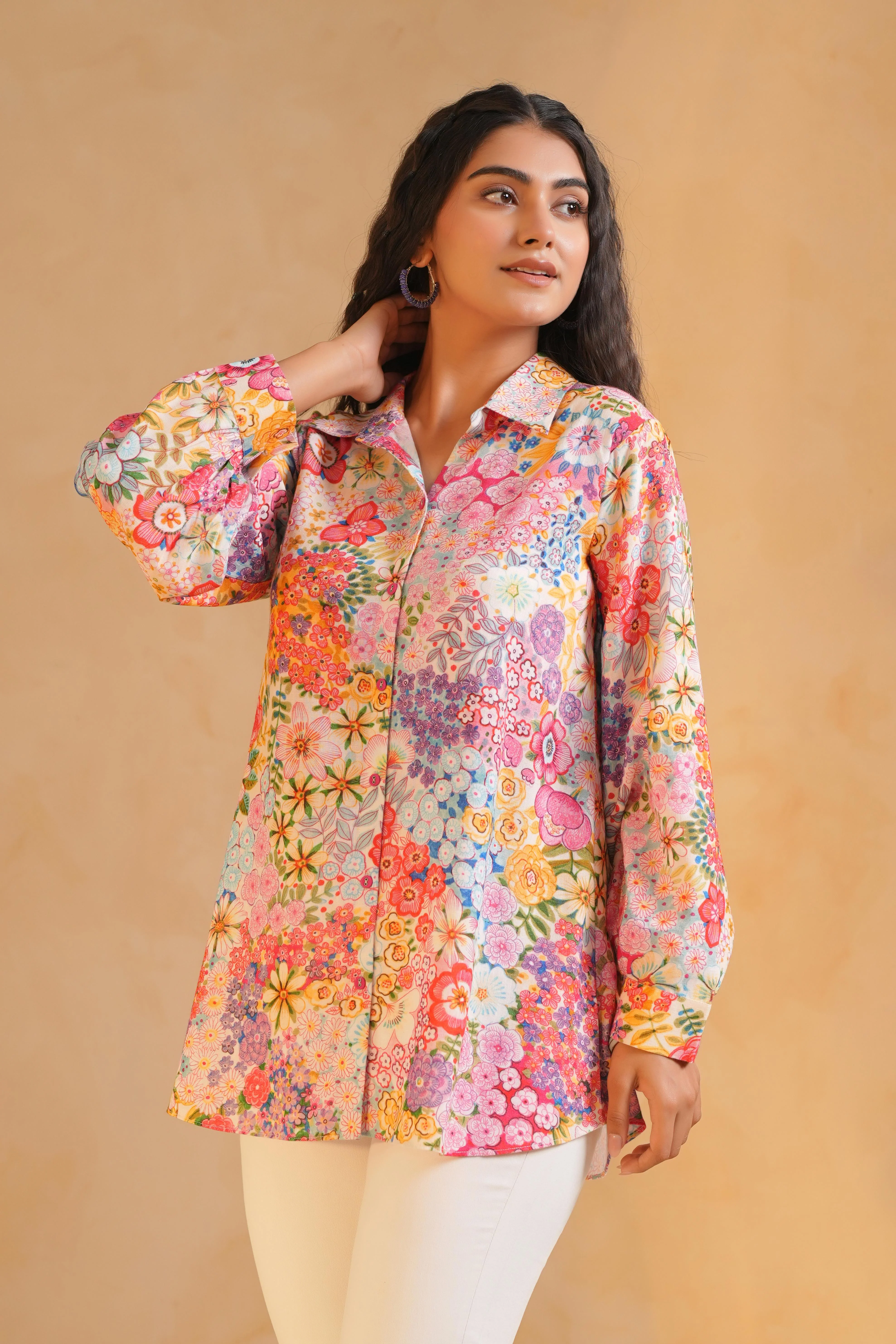 Soft Pink Printed Linen Top - Image 3