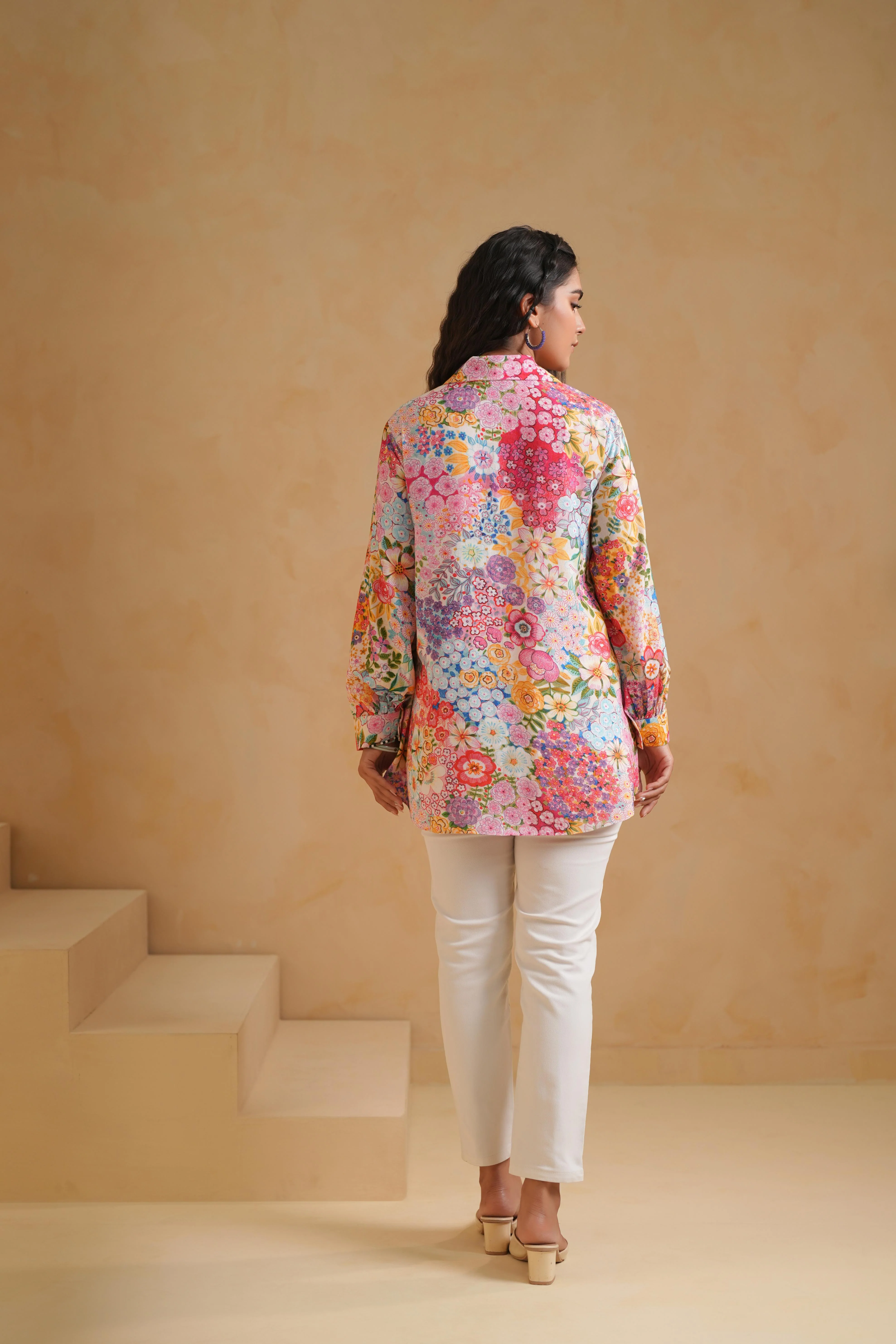 Soft Pink Printed Linen Top - Image 5