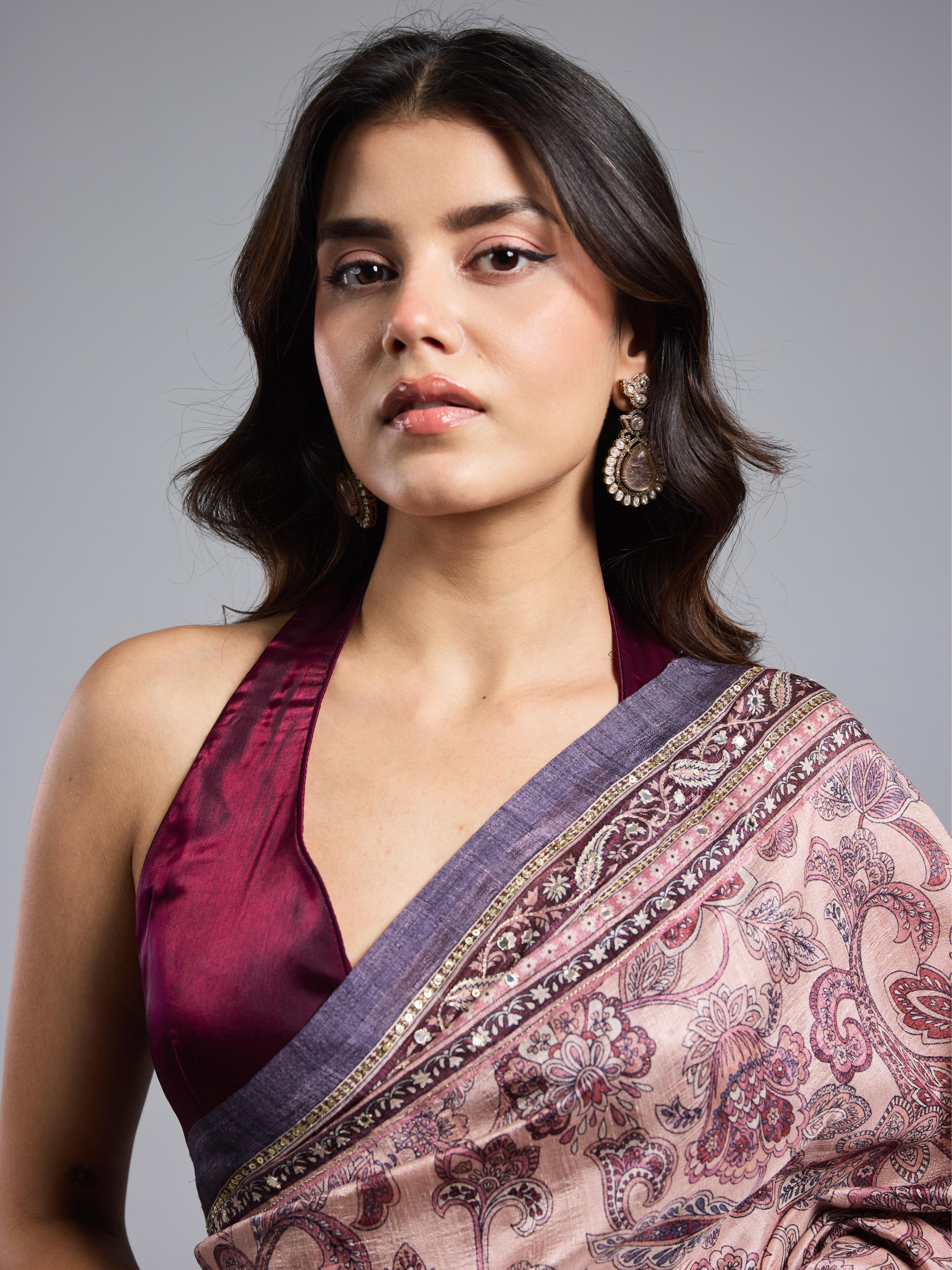 Light Purple Bhagalpuri Tussar Silk Saree - Image 10