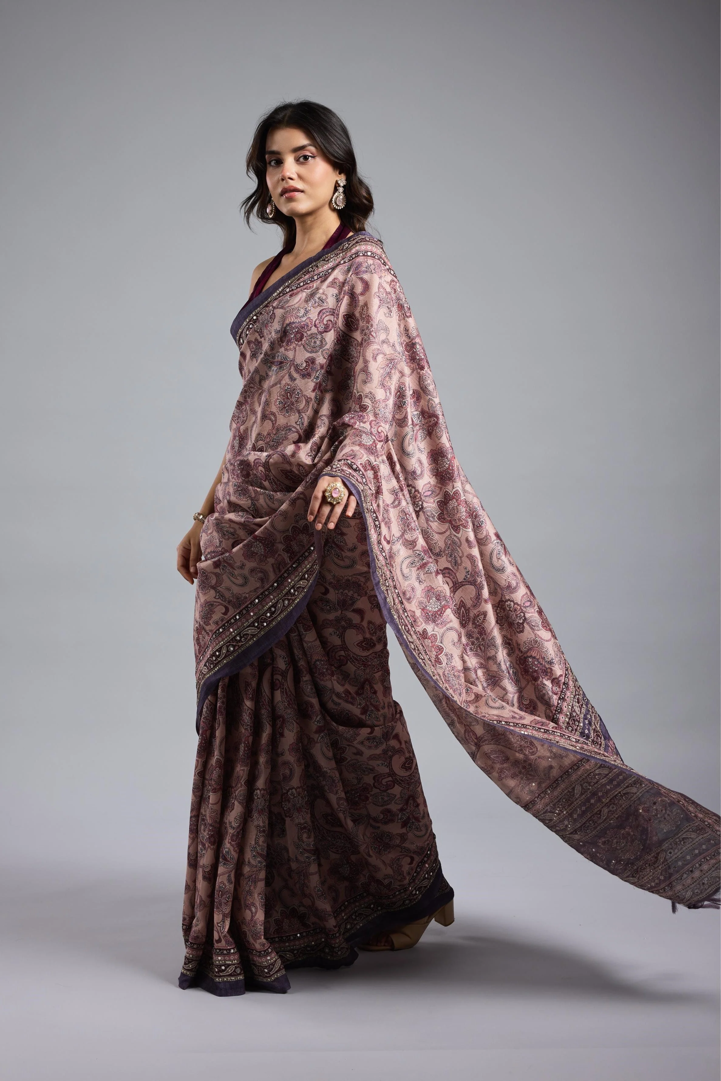 Light Purple Bhagalpuri Tussar Silk Saree - Image 6