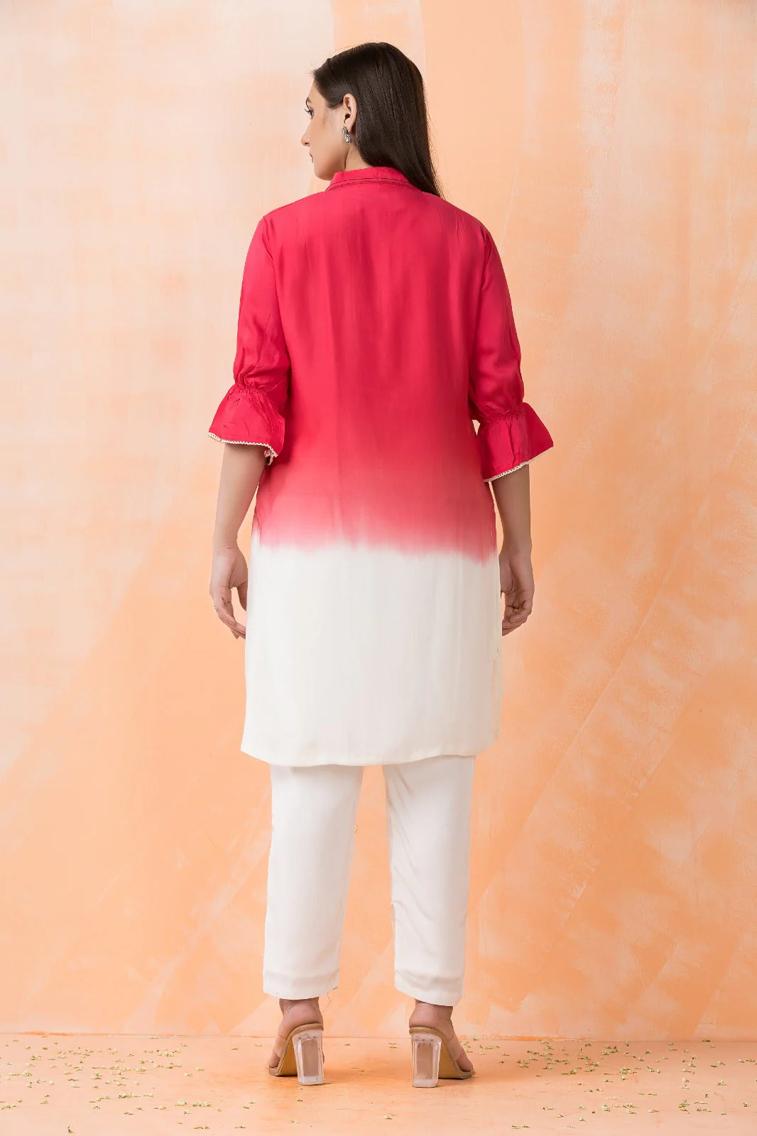 Light Red Printed Muslin silk Co-Ord Set - Image 4