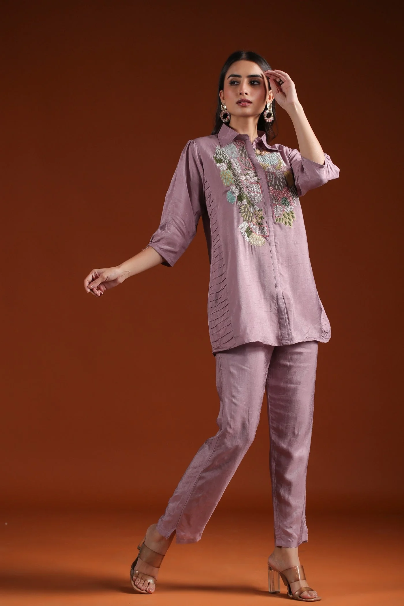 Lilac Detailed Embroidred Co-ord Set - Image 3