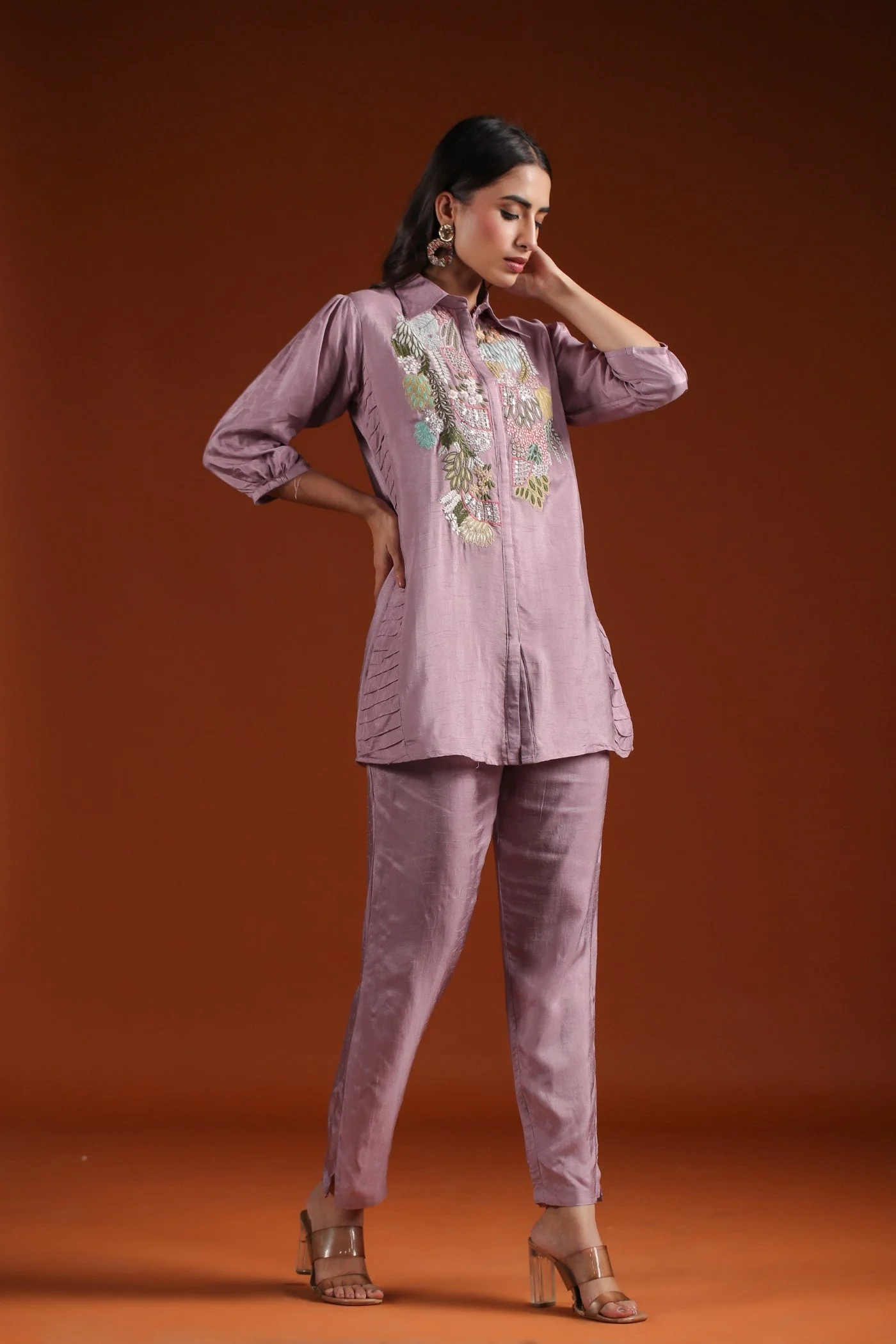 Lilac Detailed Embroidred Co-ord Set - Image 4