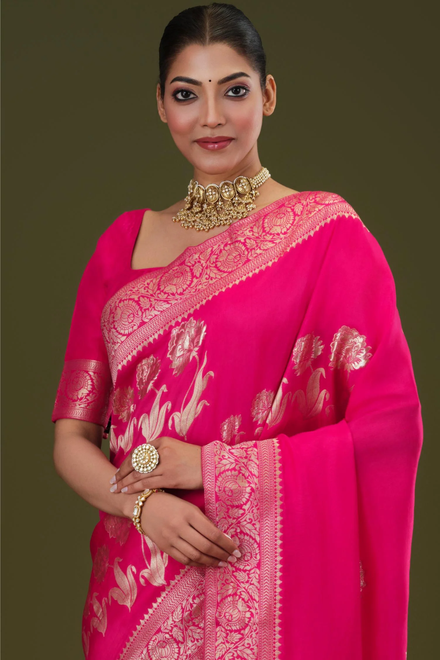 Magenta Zari Woven Dola Silk Saree - Image 8