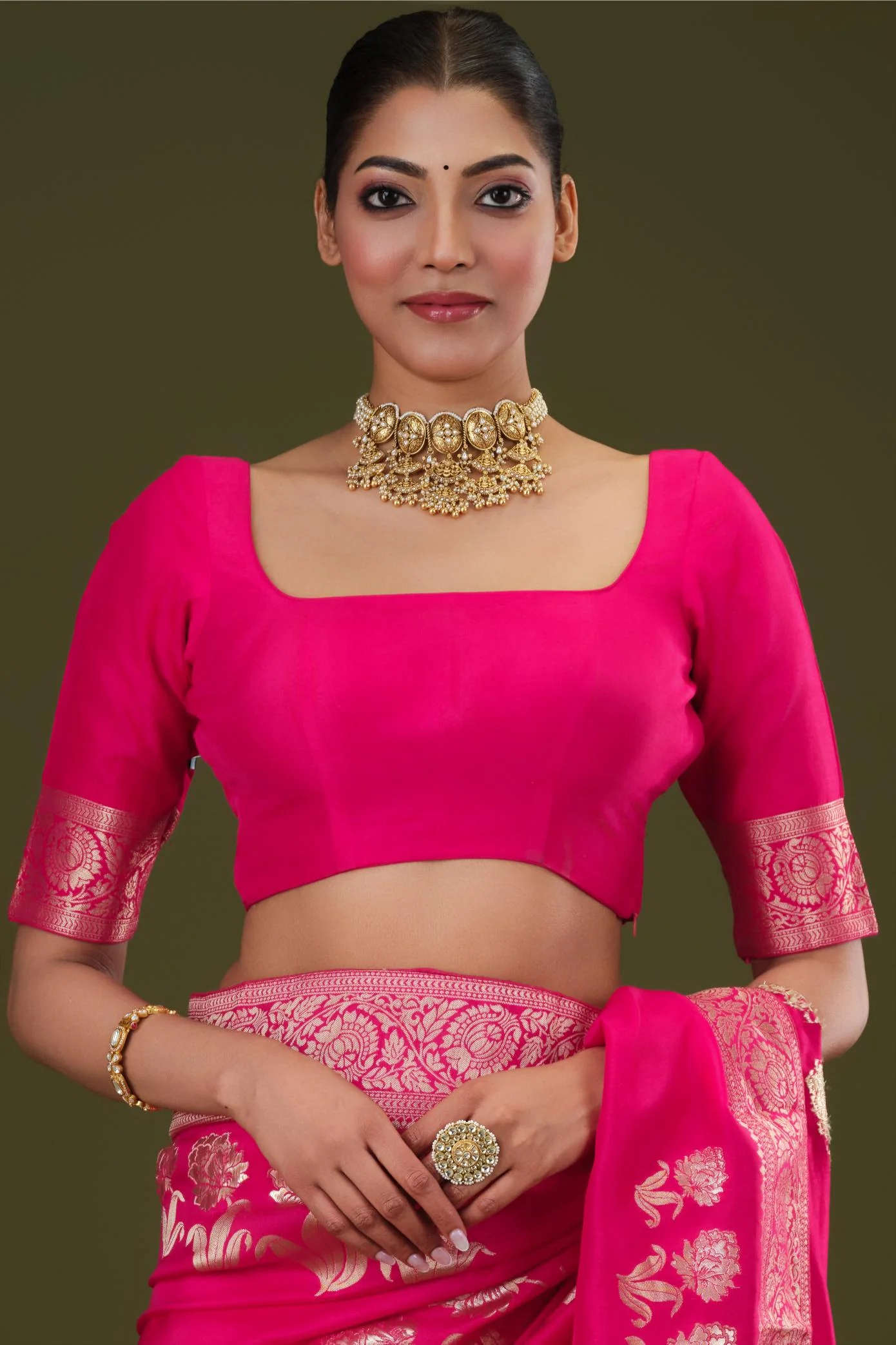 Magenta Zari Woven Dola Silk Saree - Image 9