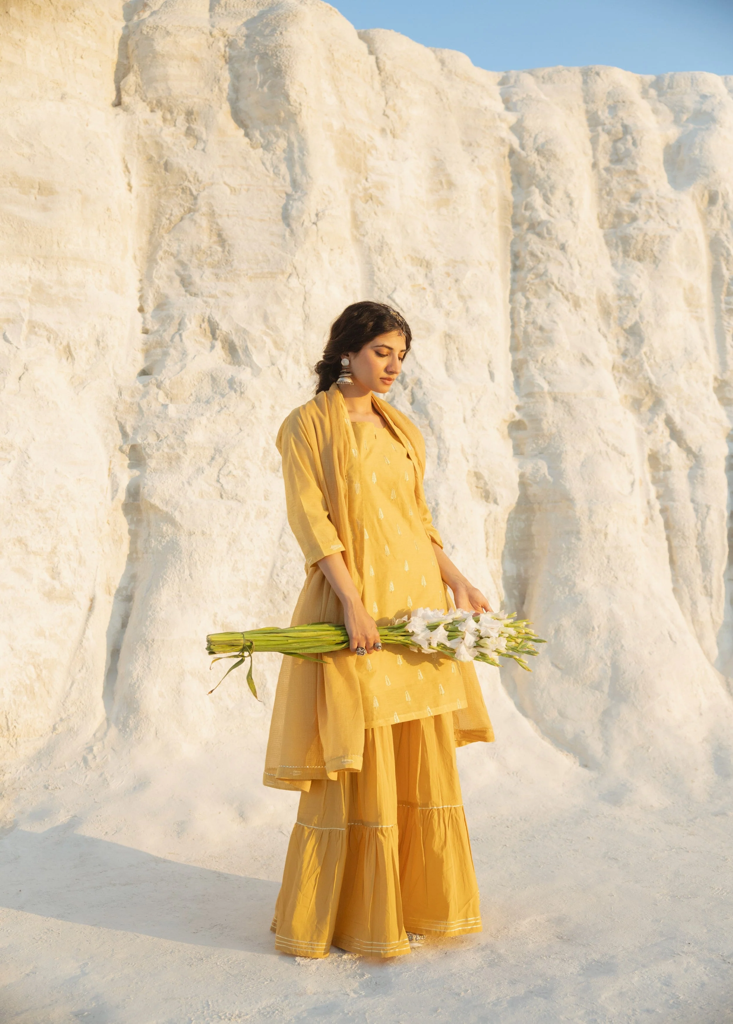 Marigold Embroidered Chanderi Silk Sharara Set