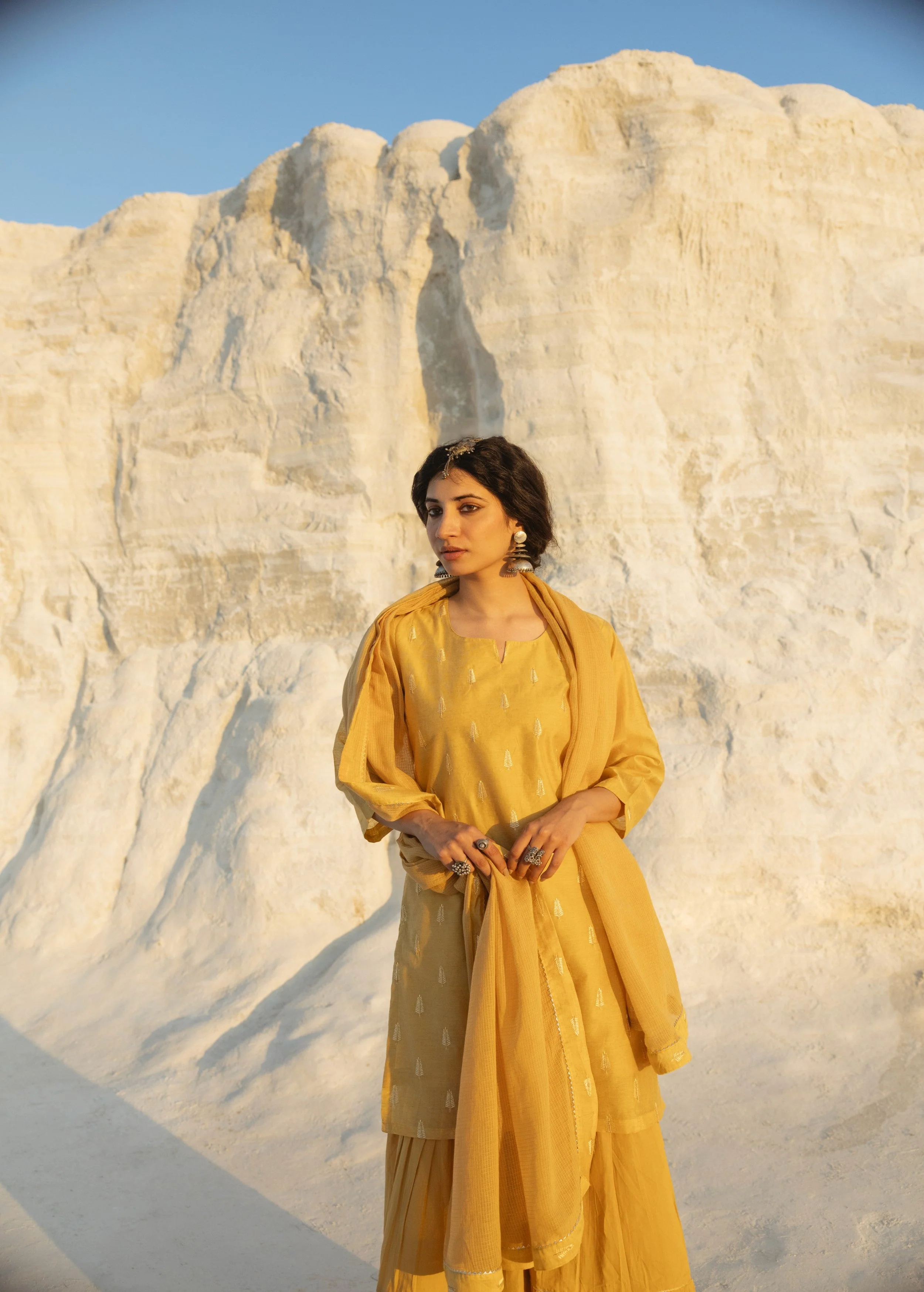 Marigold Embroidered Chanderi Silk Sharara Set - Image 2