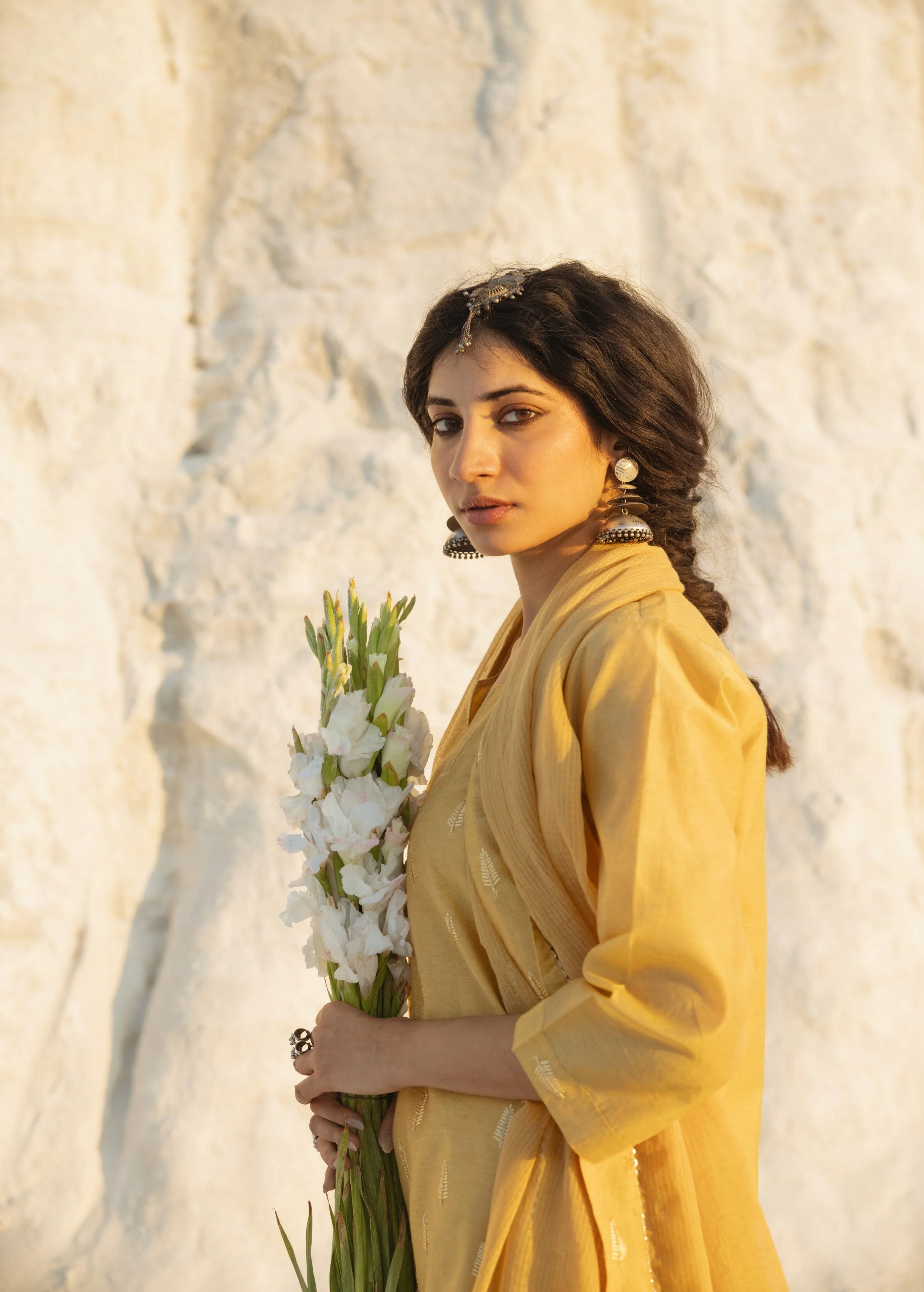 Marigold Embroidered Chanderi Silk Sharara Set - Image 3