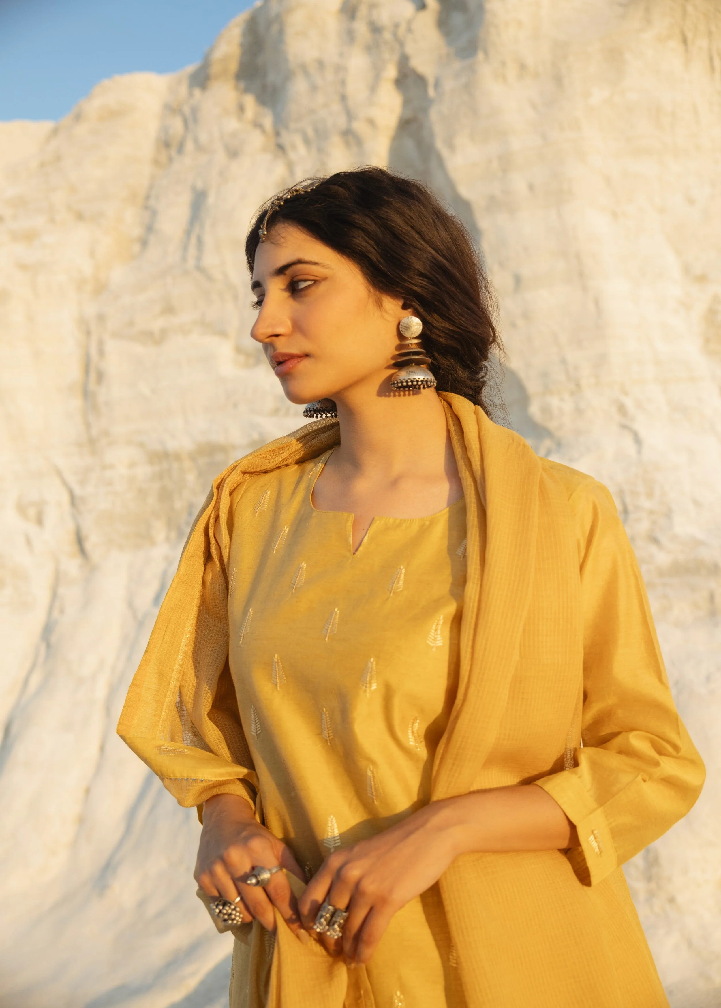 Marigold Embroidered Chanderi Silk Sharara Set - Image 4