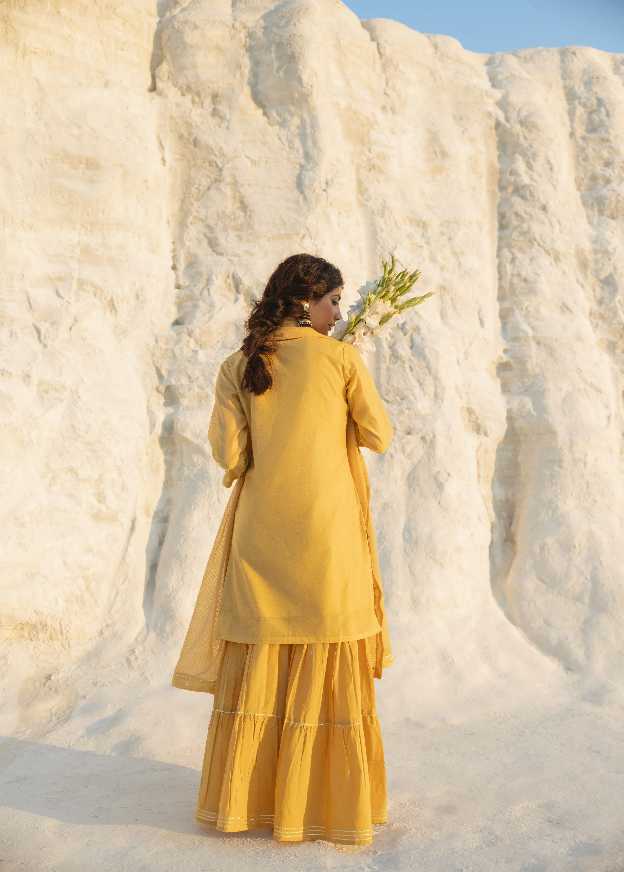 Marigold Embroidered Chanderi Silk Sharara Set - Image 6