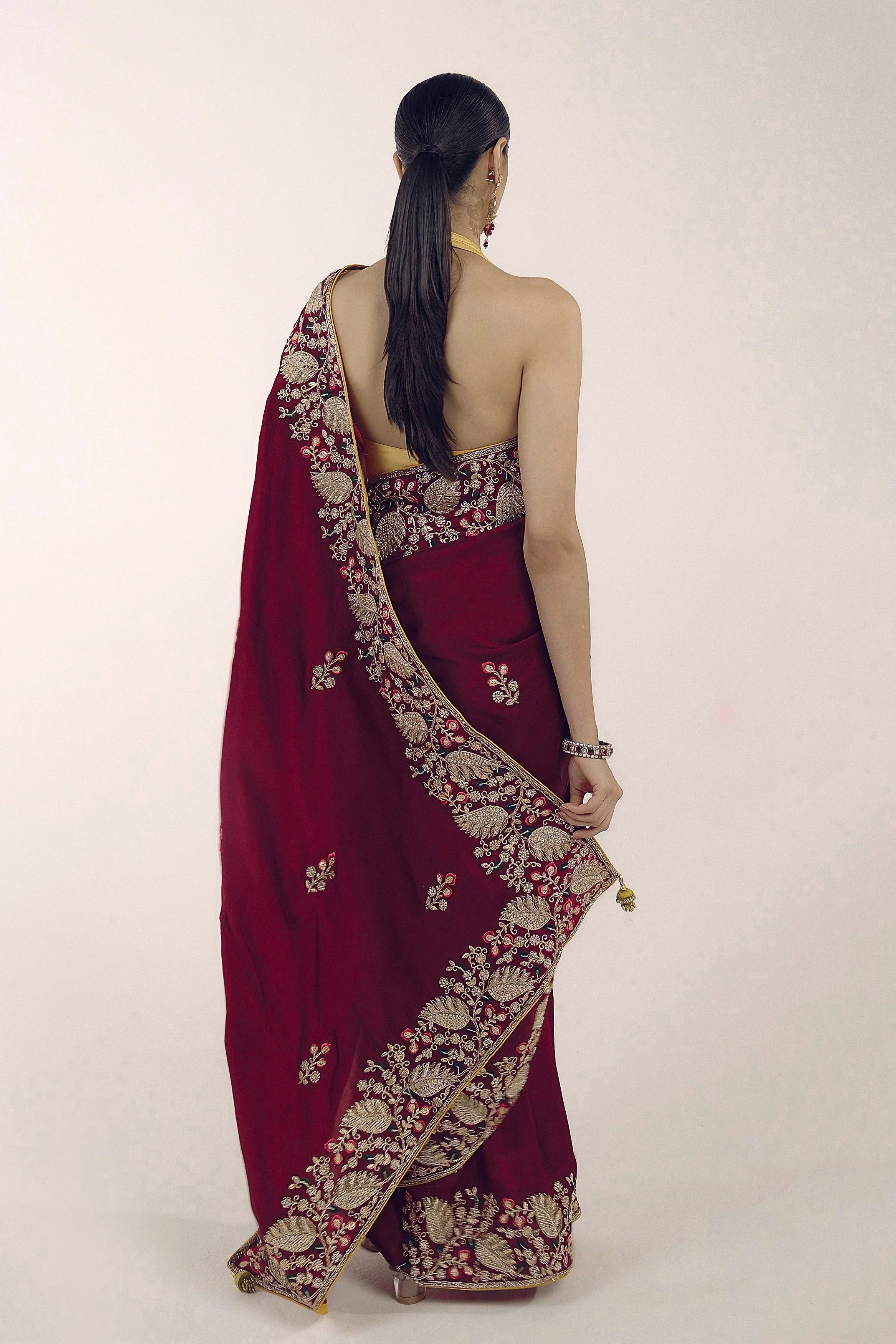 Mystique Maroon Embellished Premium Silk Saree - Image 7
