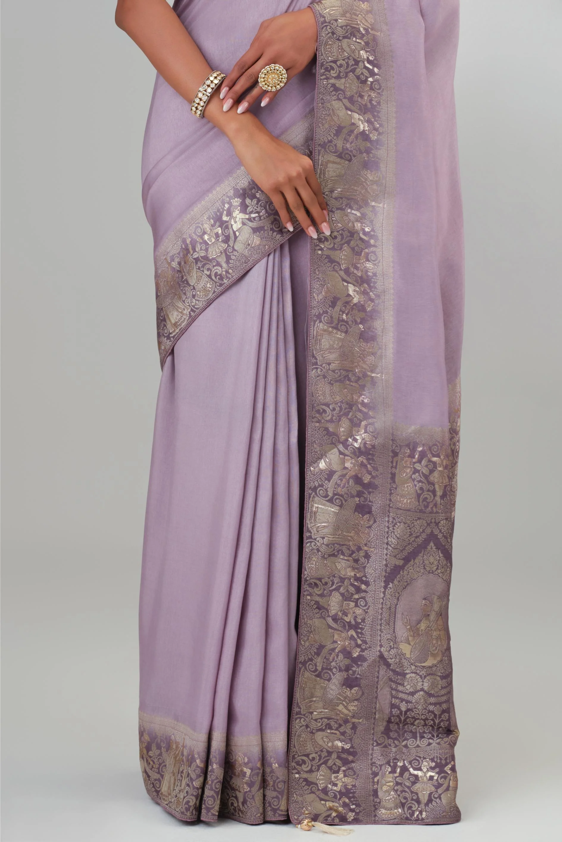 Mauve Zari Woven Dola Silk Saree - Image 6