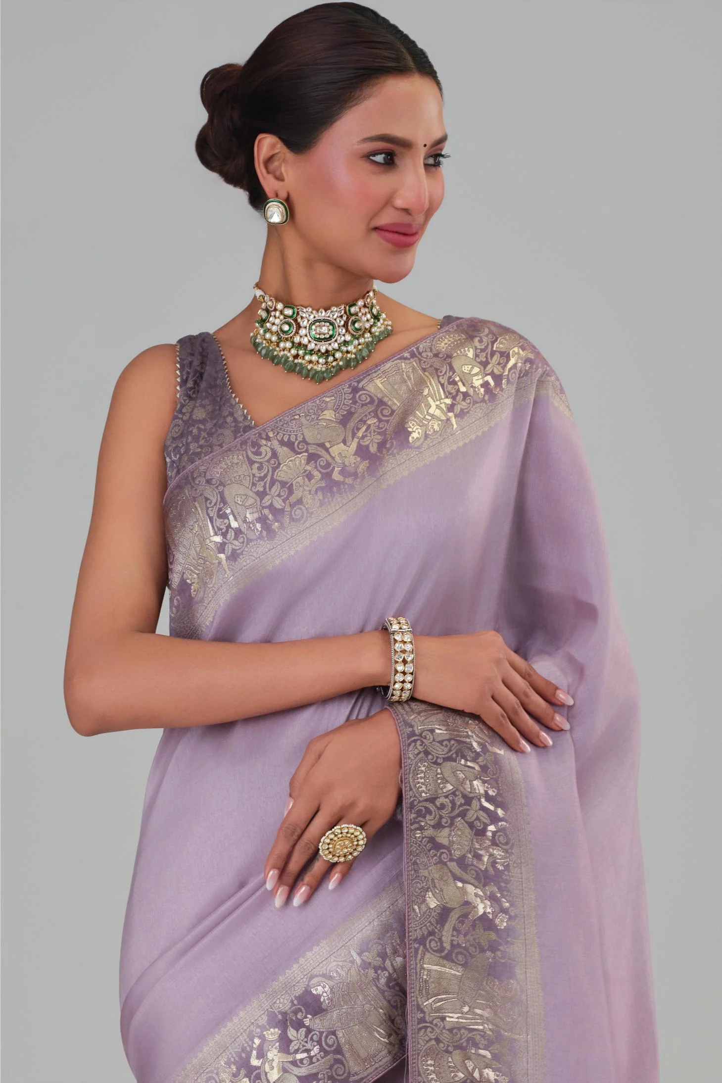 Mauve Zari Woven Dola Silk Saree - Image 7