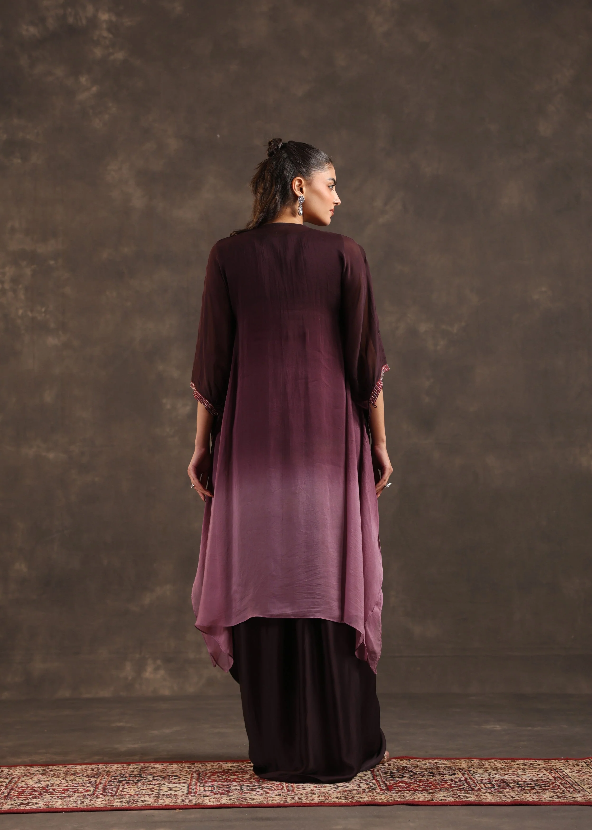 Dusk Bloom Embellished Organza Silk Skirt Set - Image 4