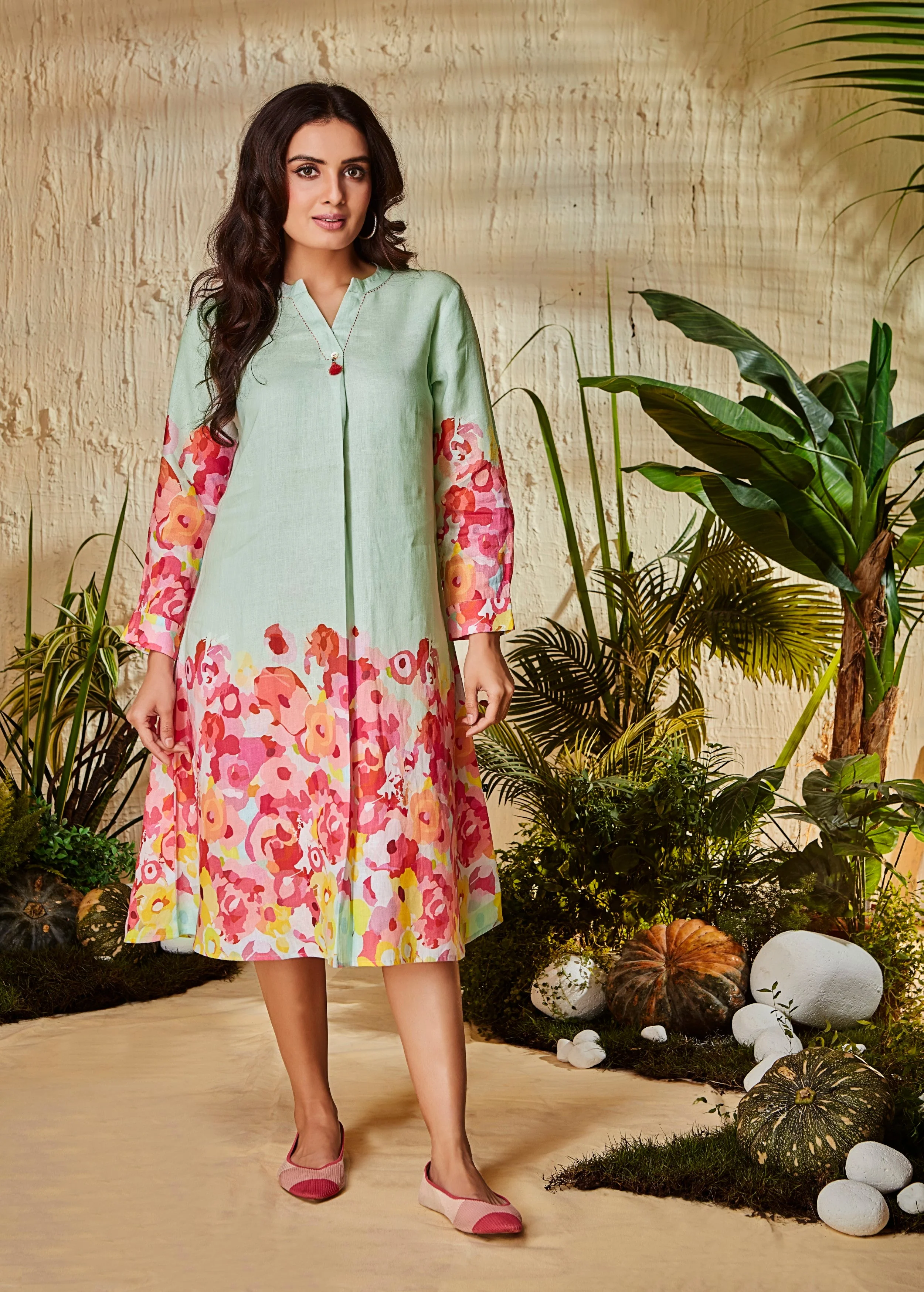 Mint Green Printed Organic Cotton Dress