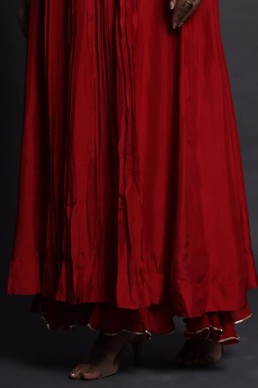 Modal Silk Red Ankle Length Dress - Image 8