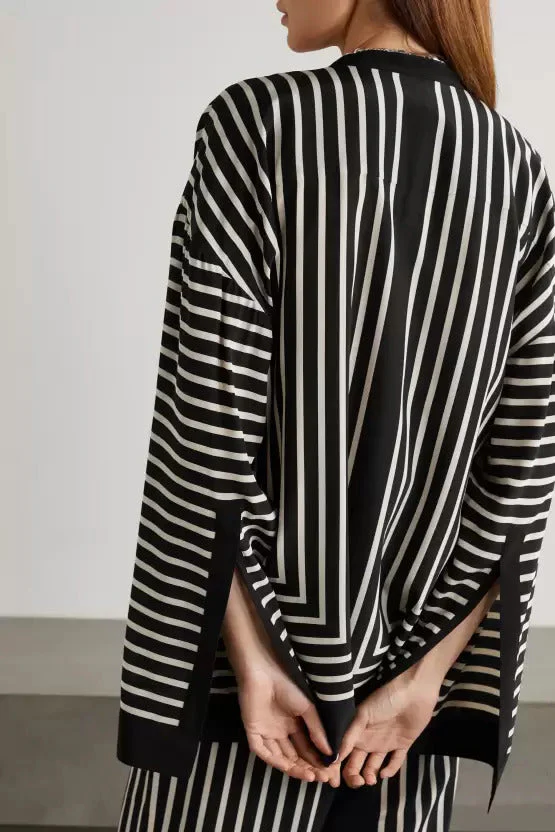 Monochrome Striped French Crepe Co-Ord Set - Image 3