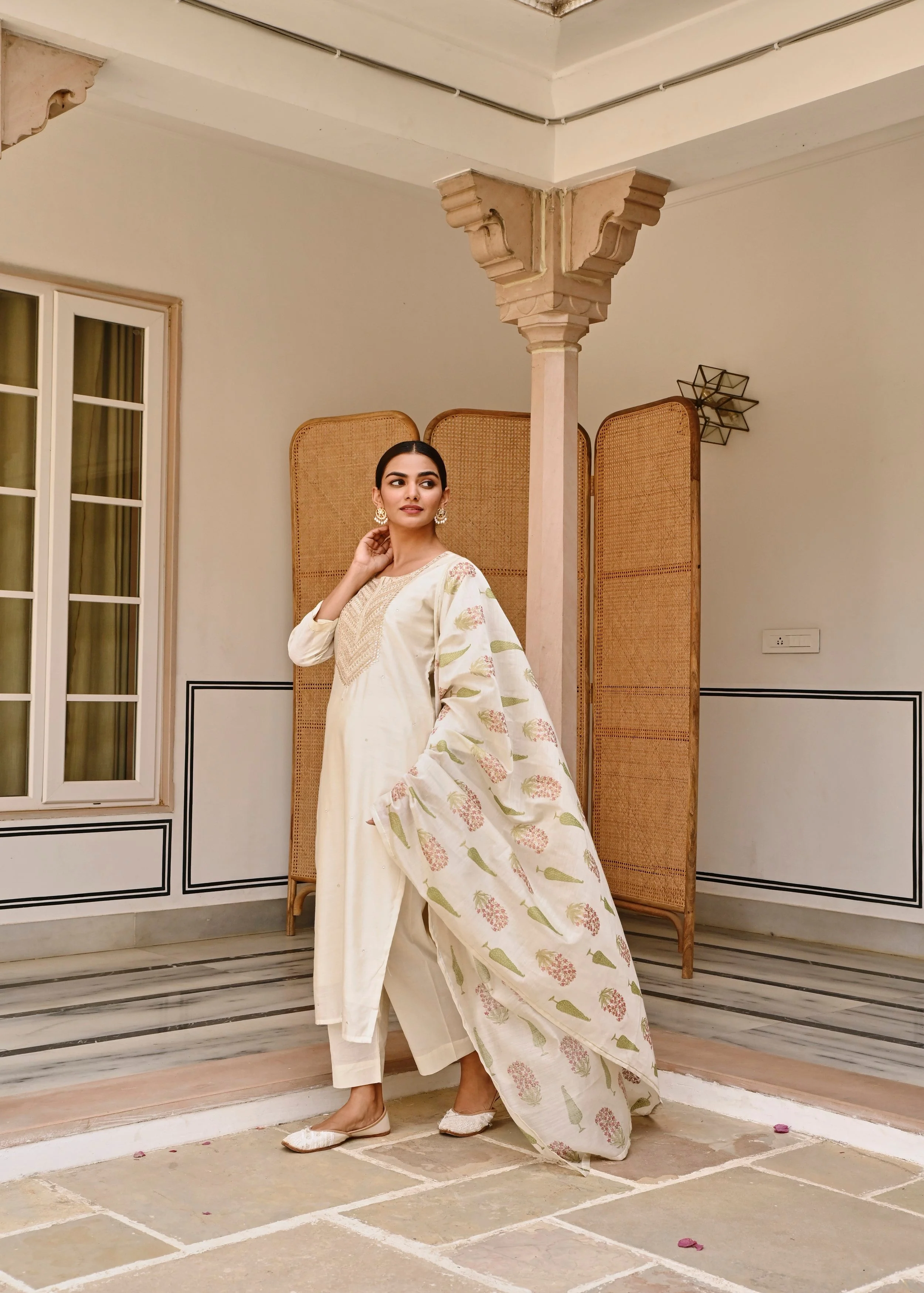 Moonbeam Embroidered Chanderi Silk Pant Set - Image 3