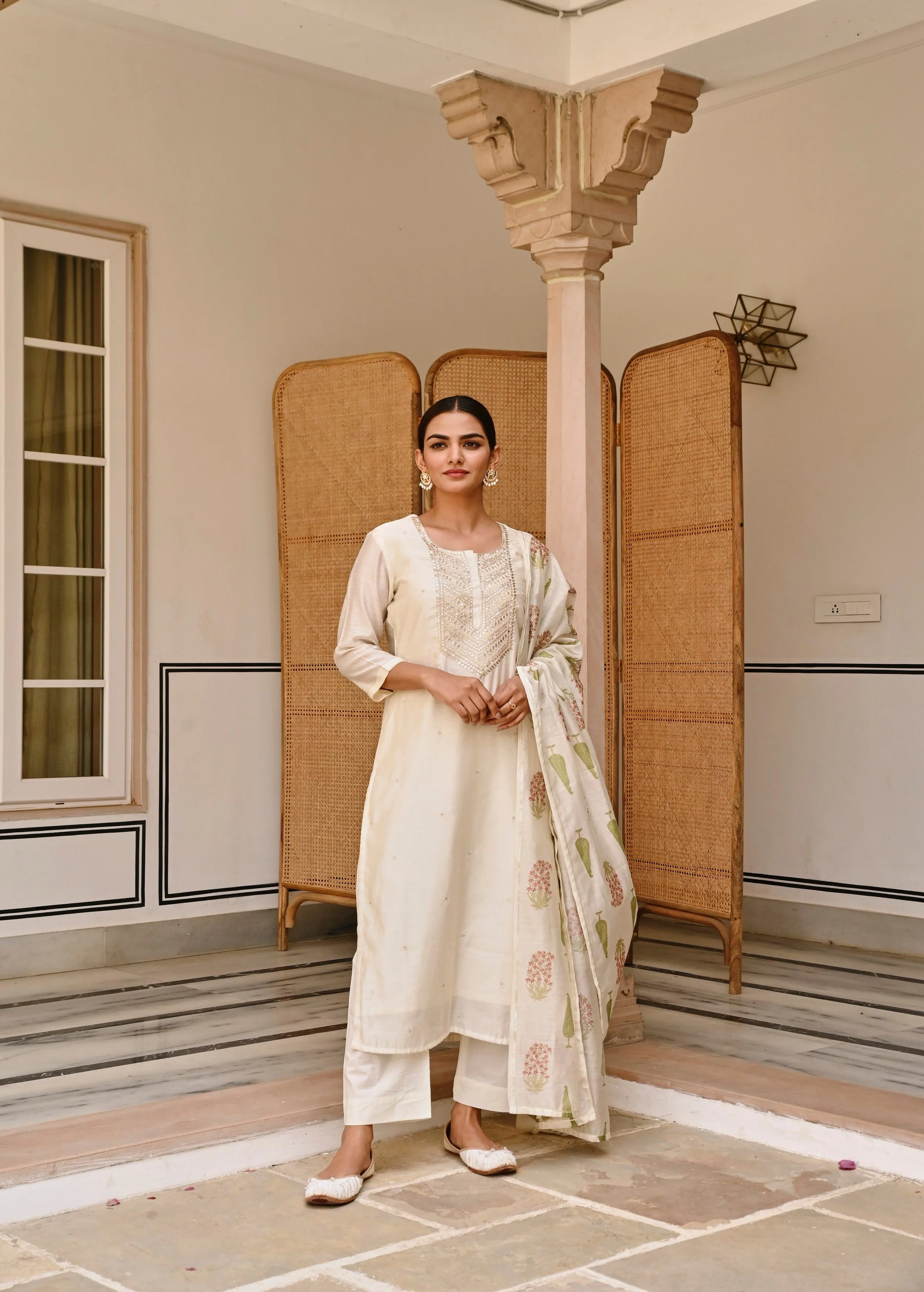 Moonbeam Embroidered Chanderi Silk Pant Set - Image 6