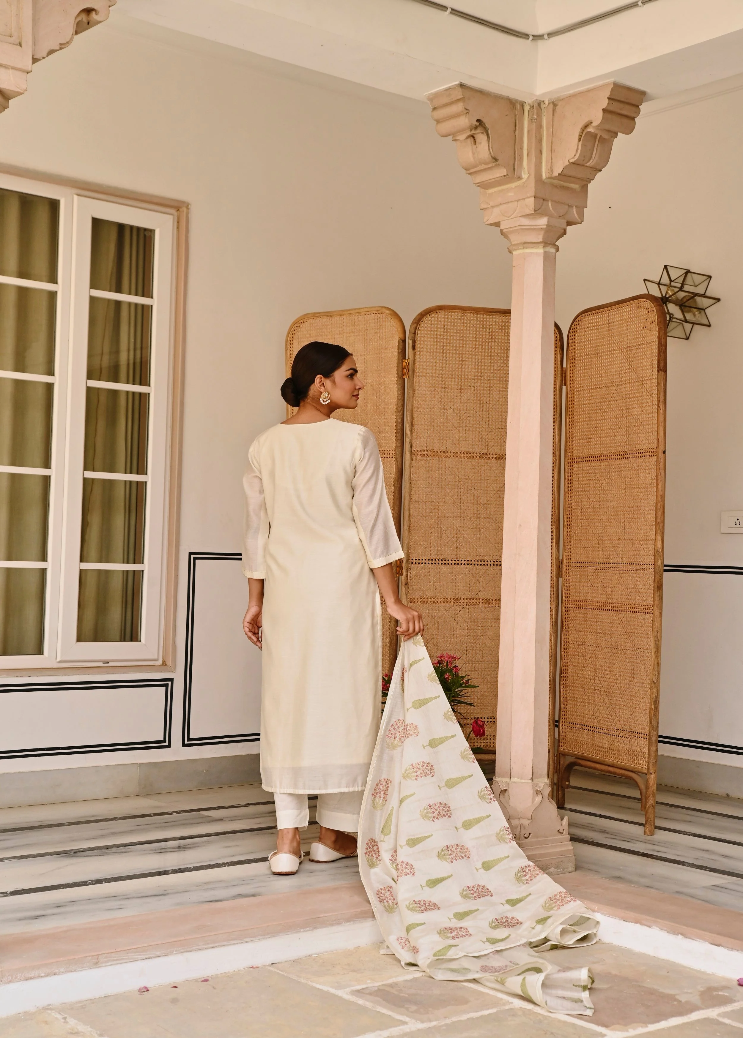 Moonbeam Embroidered Chanderi Silk Pant Set - Image 7