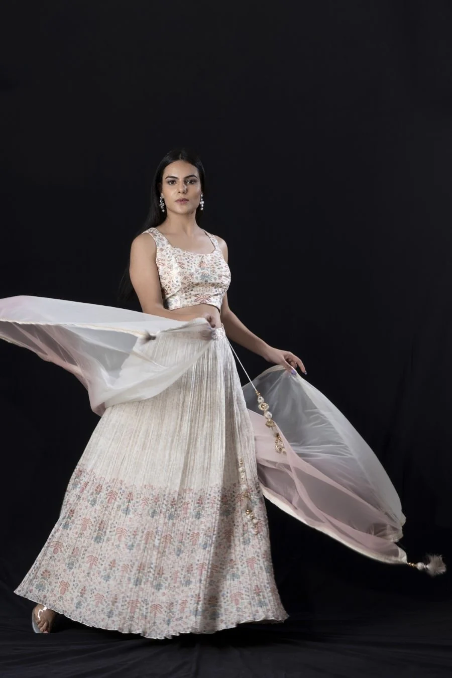 Mughal Ivory Chanderi Silk Lehenga Set - Image 3