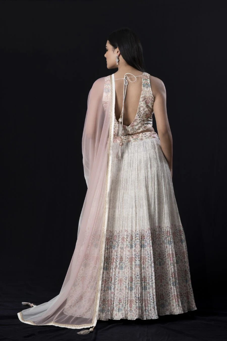 Mughal Ivory Chanderi Silk Lehenga Set - Image 4