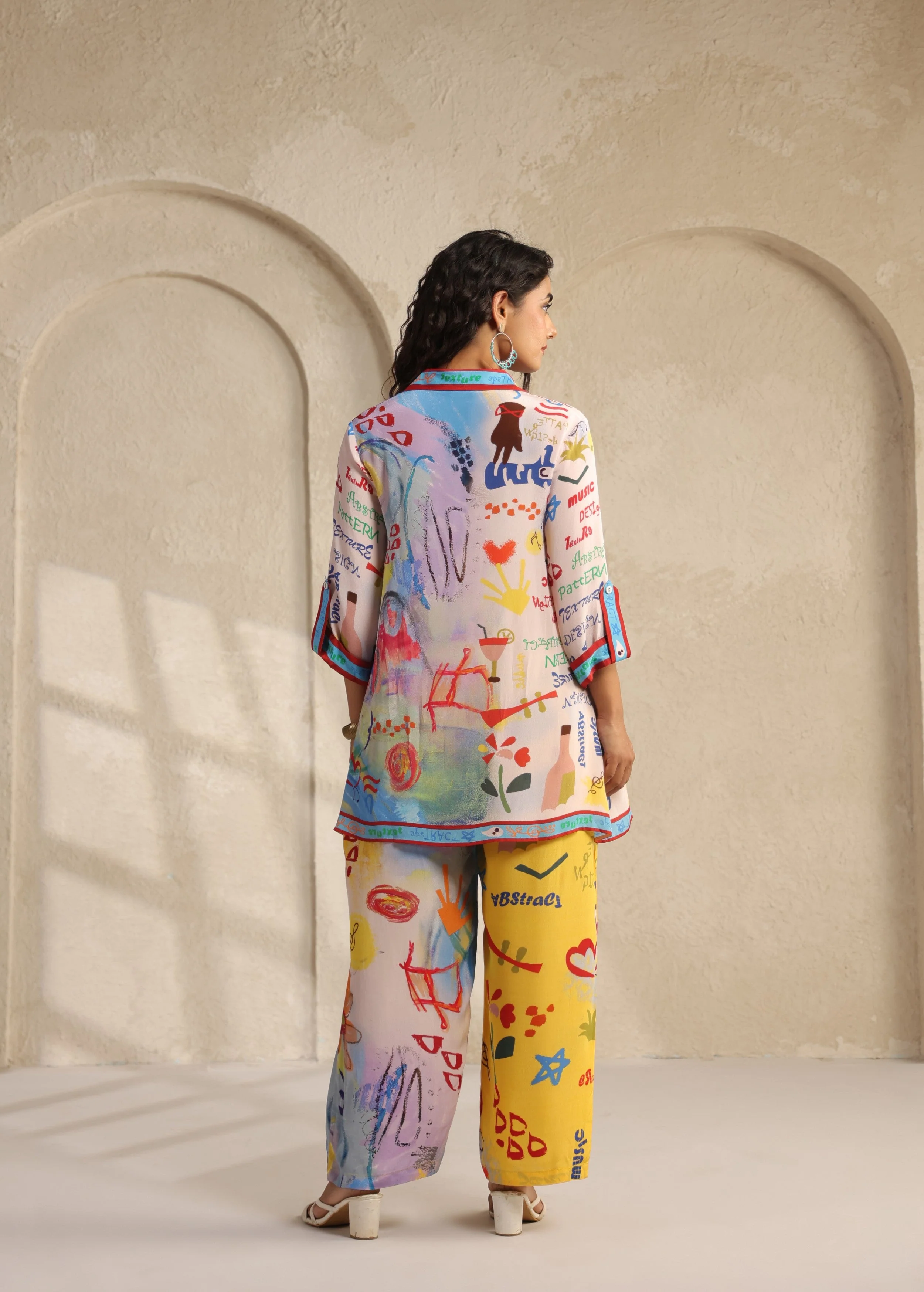Multi-Color Pop Art Viscose Crepe Co-Ord Set - Image 5