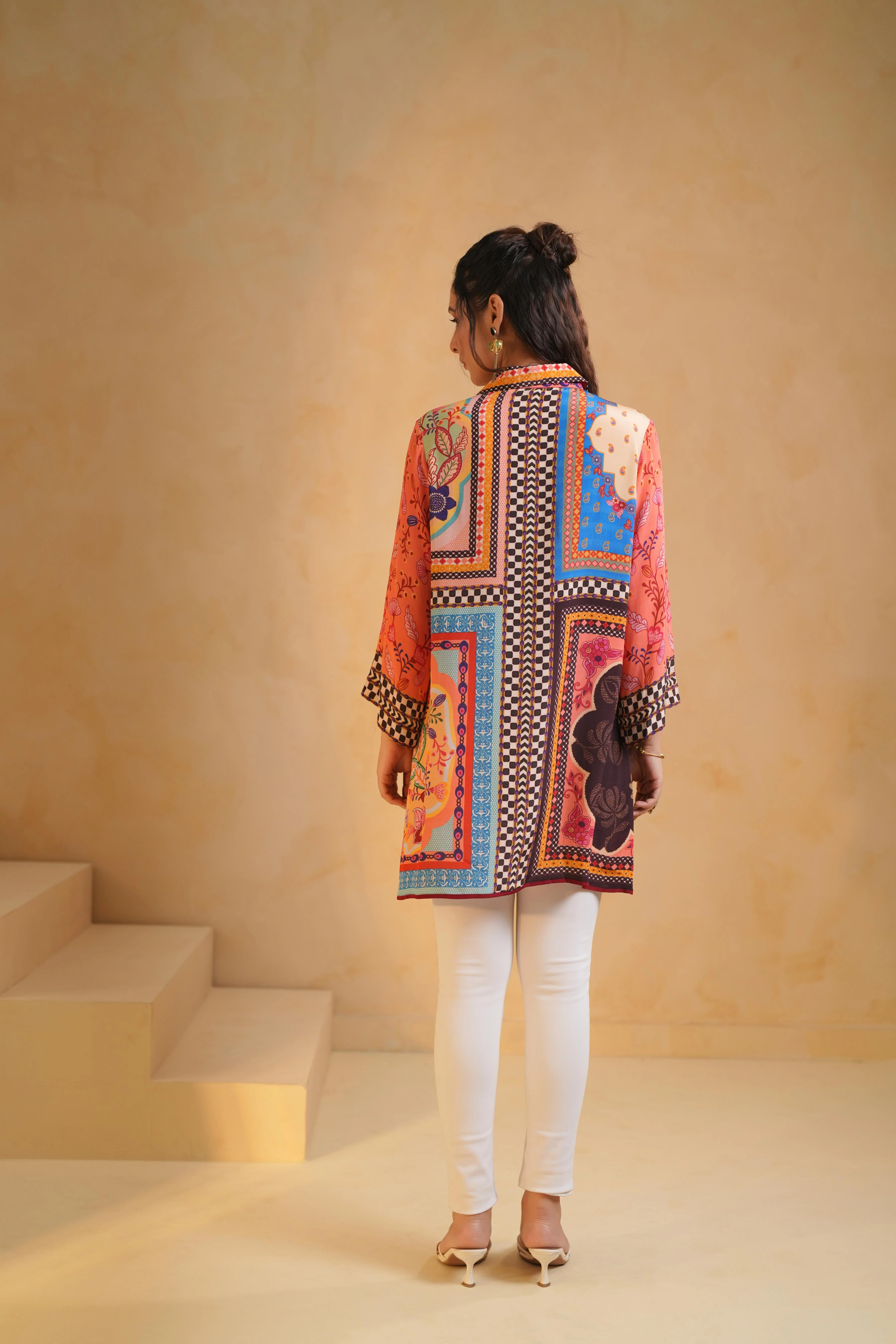 Multi-Color Printed Viscose Crepe Top - Image 4