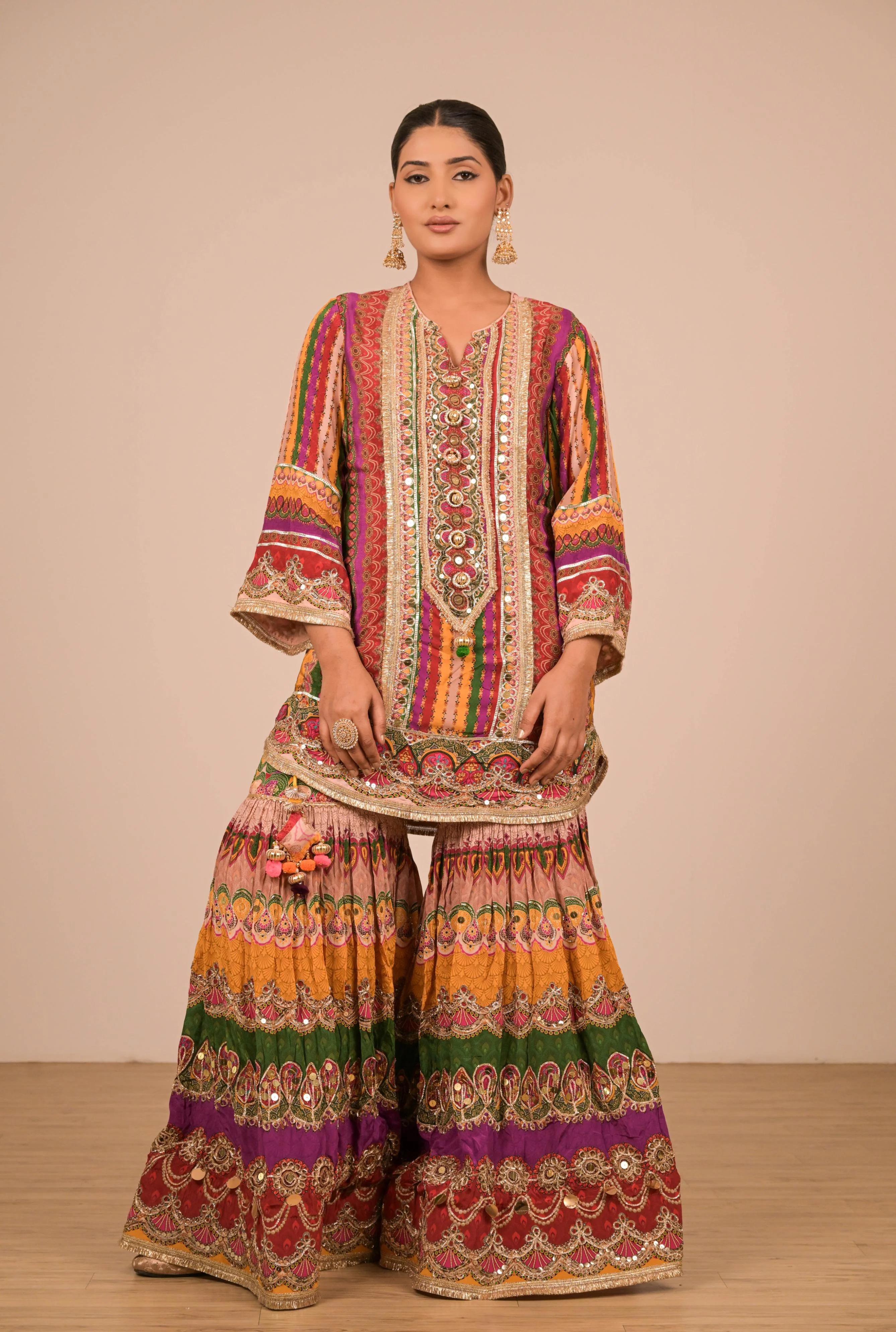 Multi Shade Printed Sharara Set
