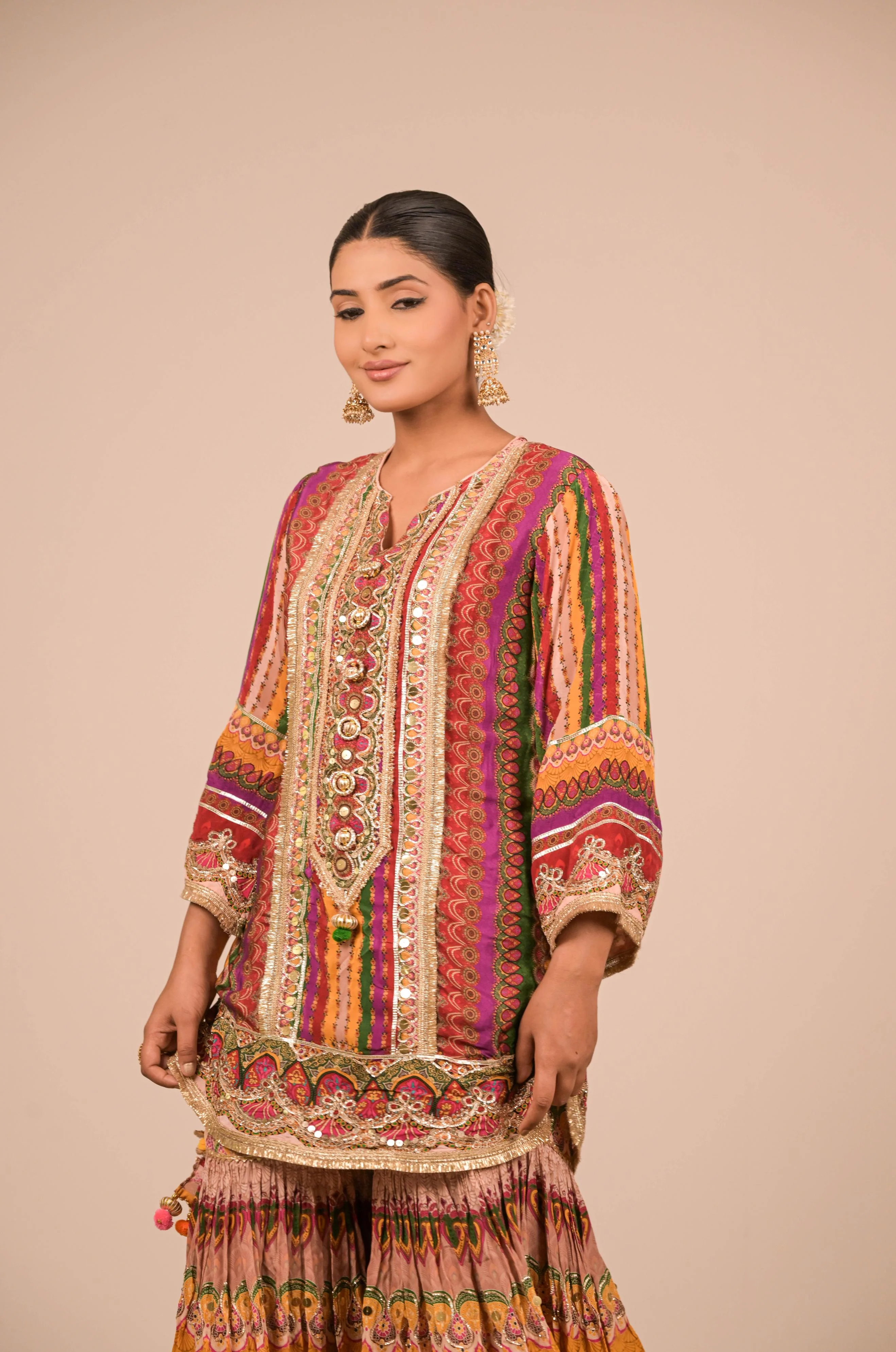 Multi Shade Printed Sharara Set - Image 2