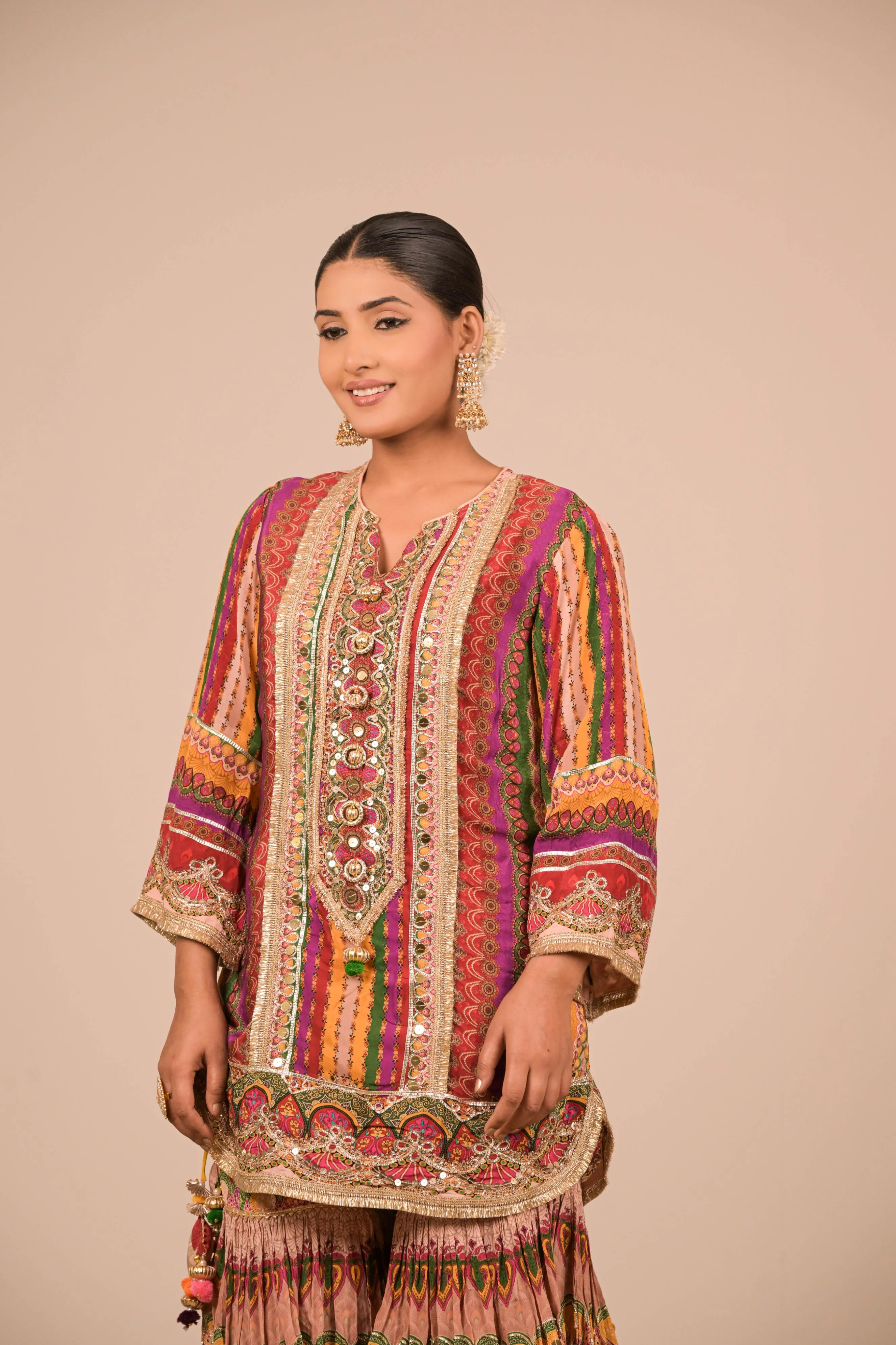 Multi Shade Printed Sharara Set - Image 3