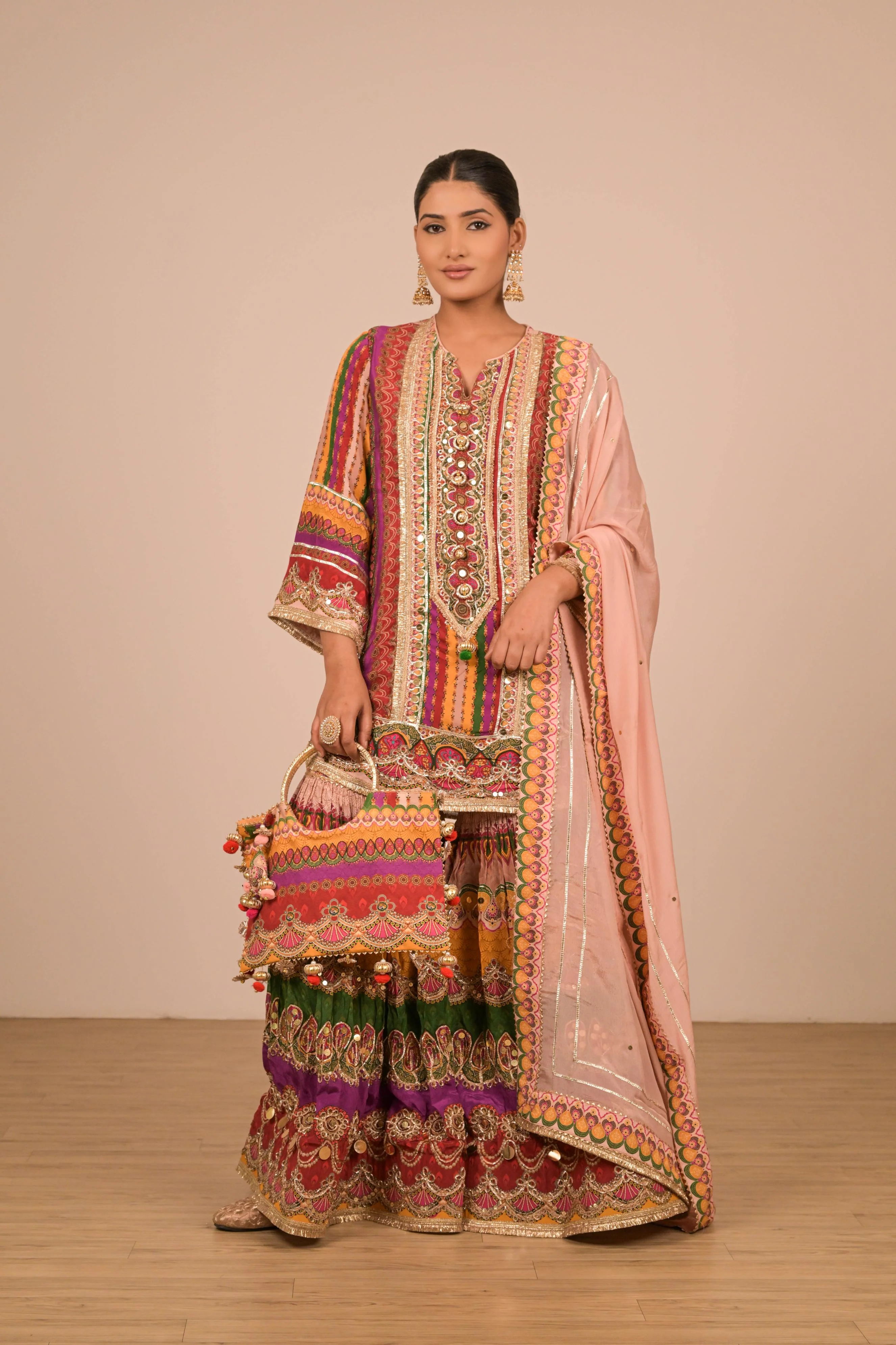 Multi Shade Printed Sharara Set - Image 6