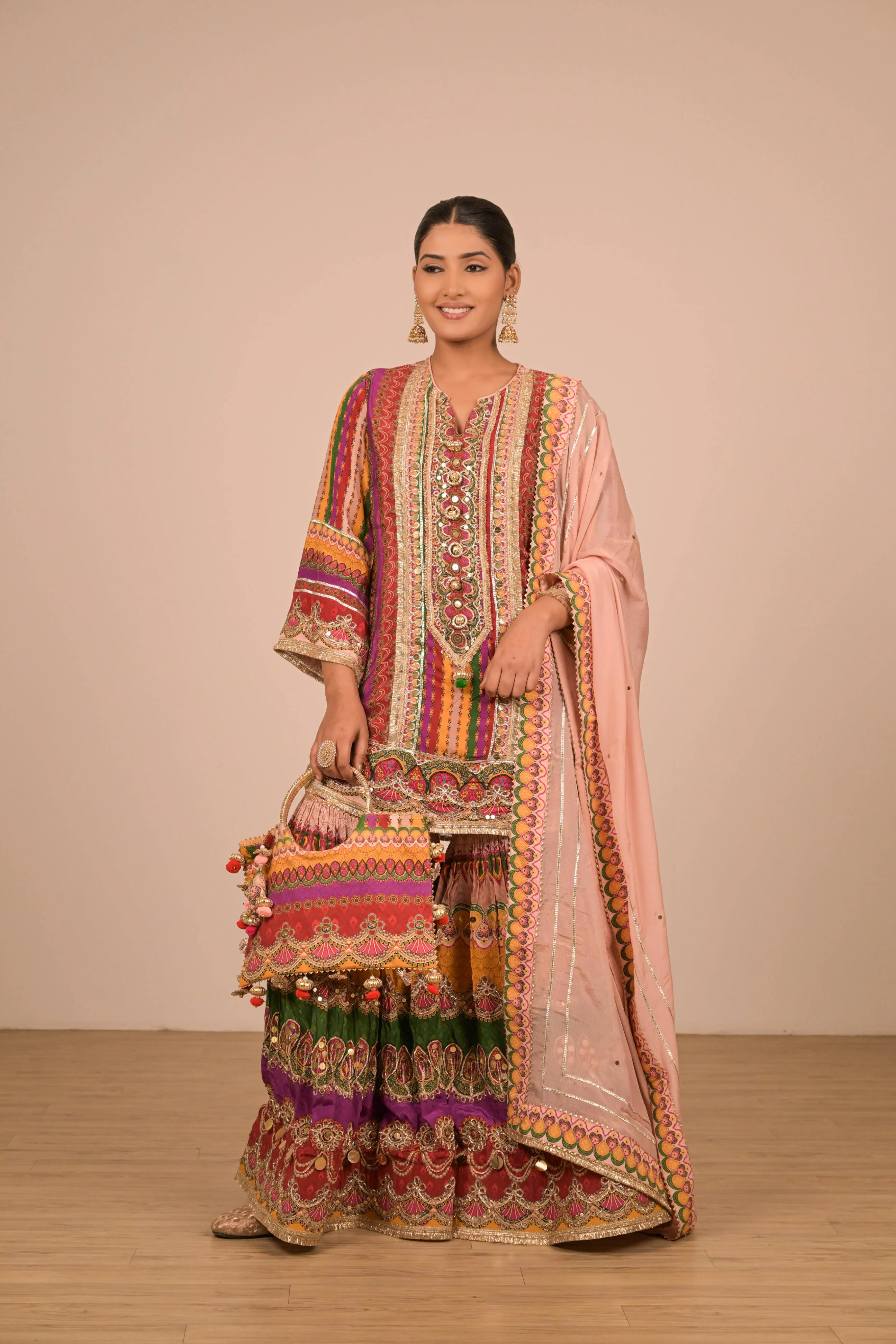 Multi Shade Printed Sharara Set - Image 7