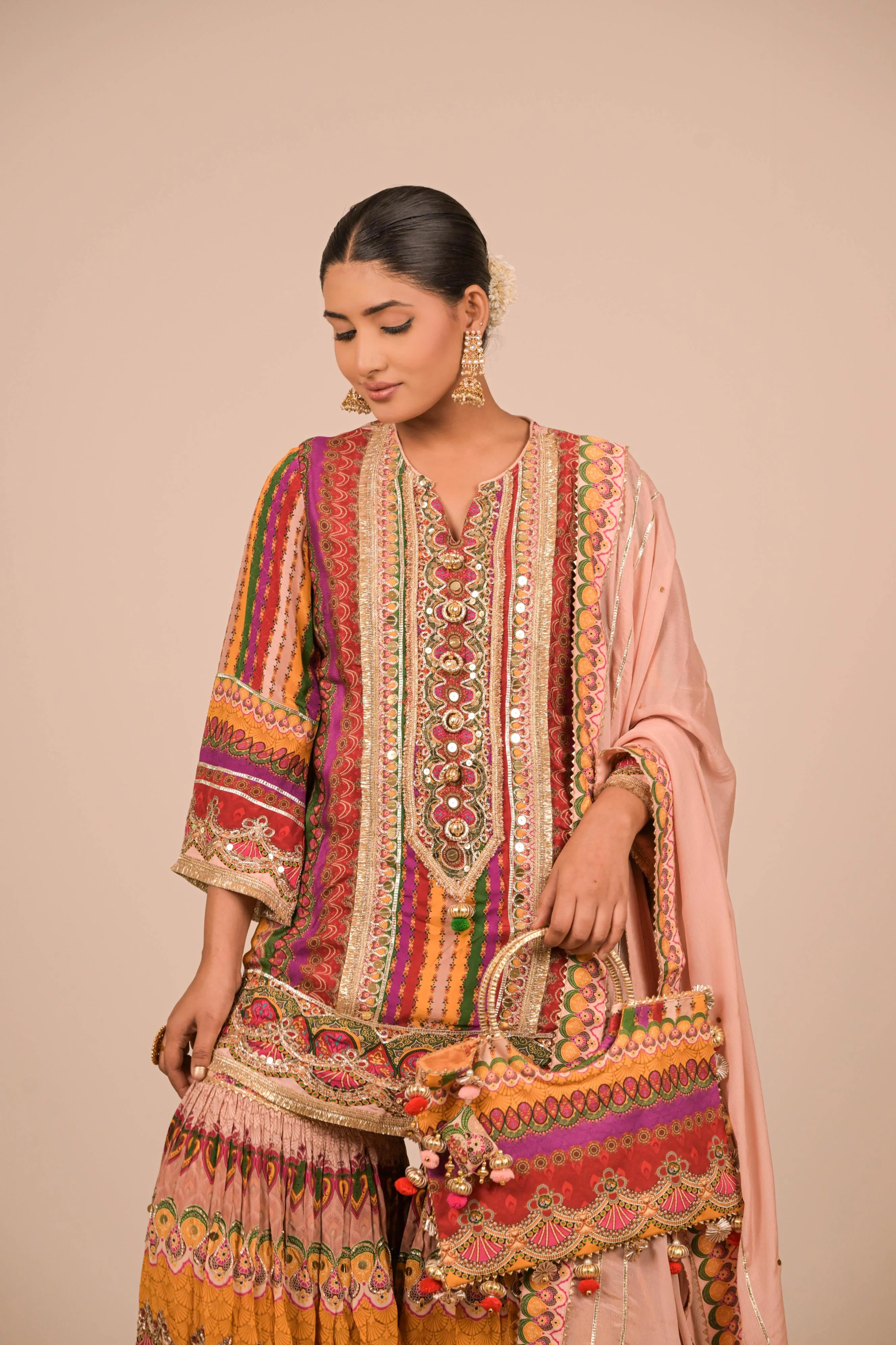 Multi Shade Printed Sharara Set - Image 8