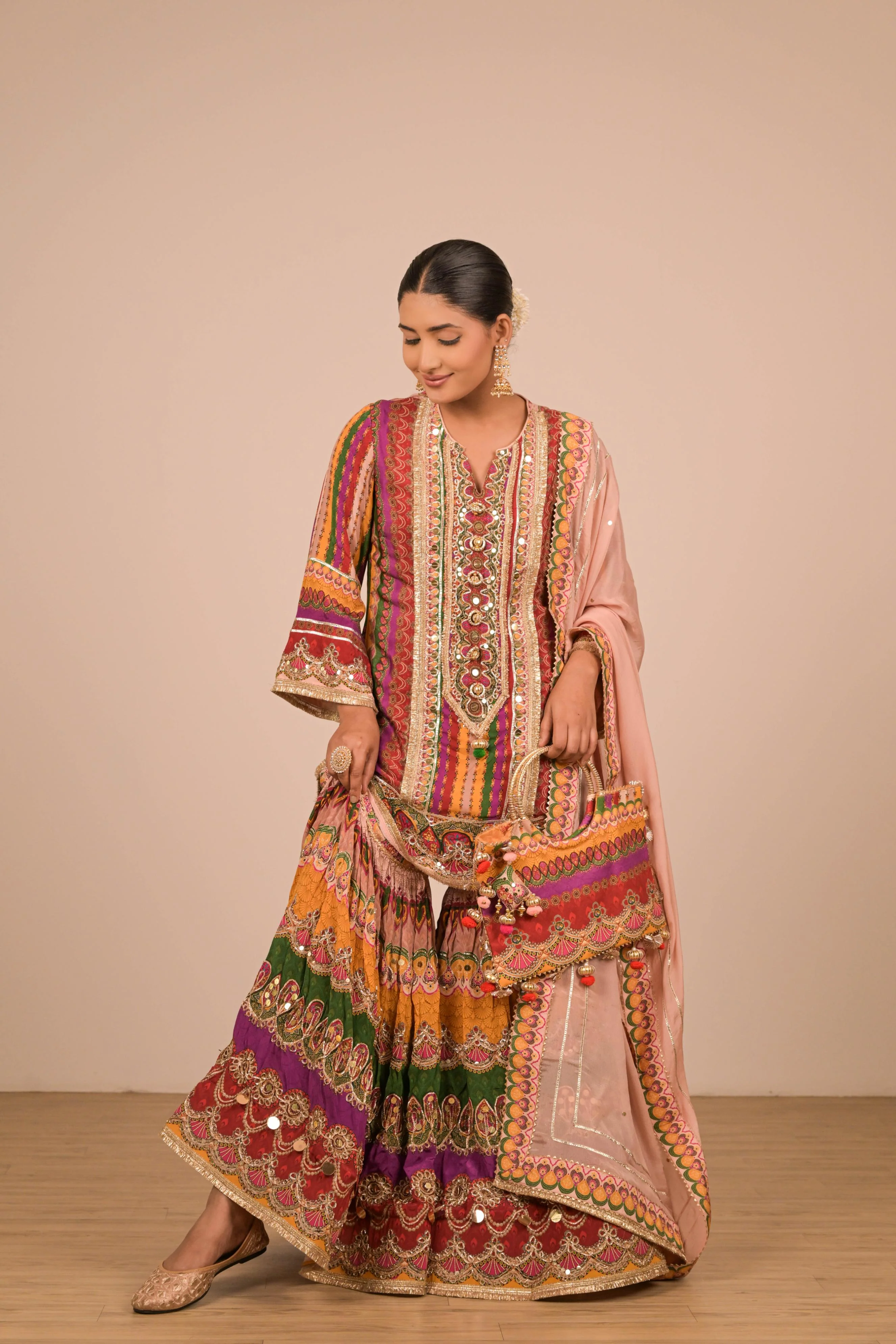 Multi Shade Printed Sharara Set - Image 9